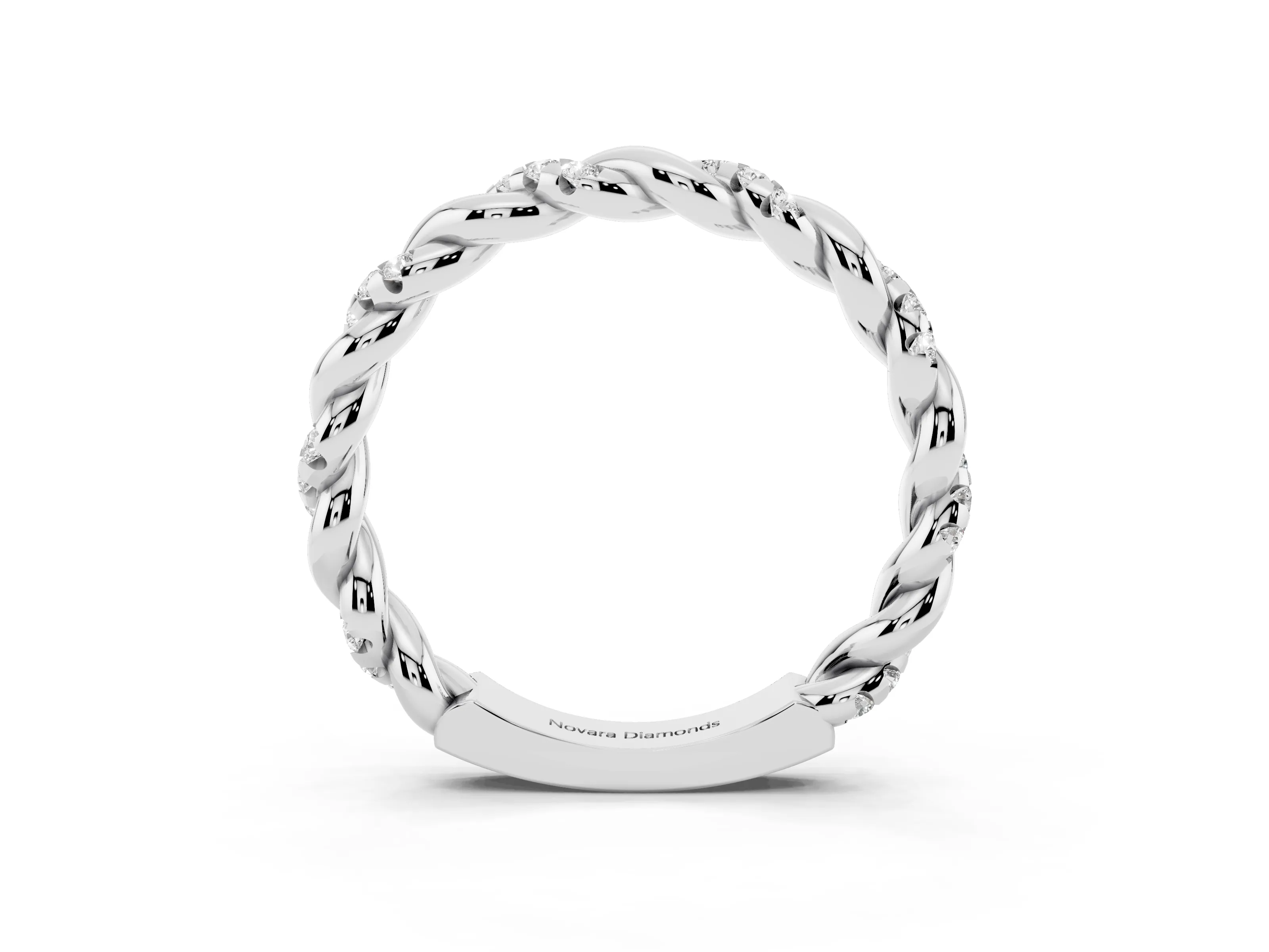 Round Diamond Twisted Eternity Band Set in Platinum with Pavé Accents