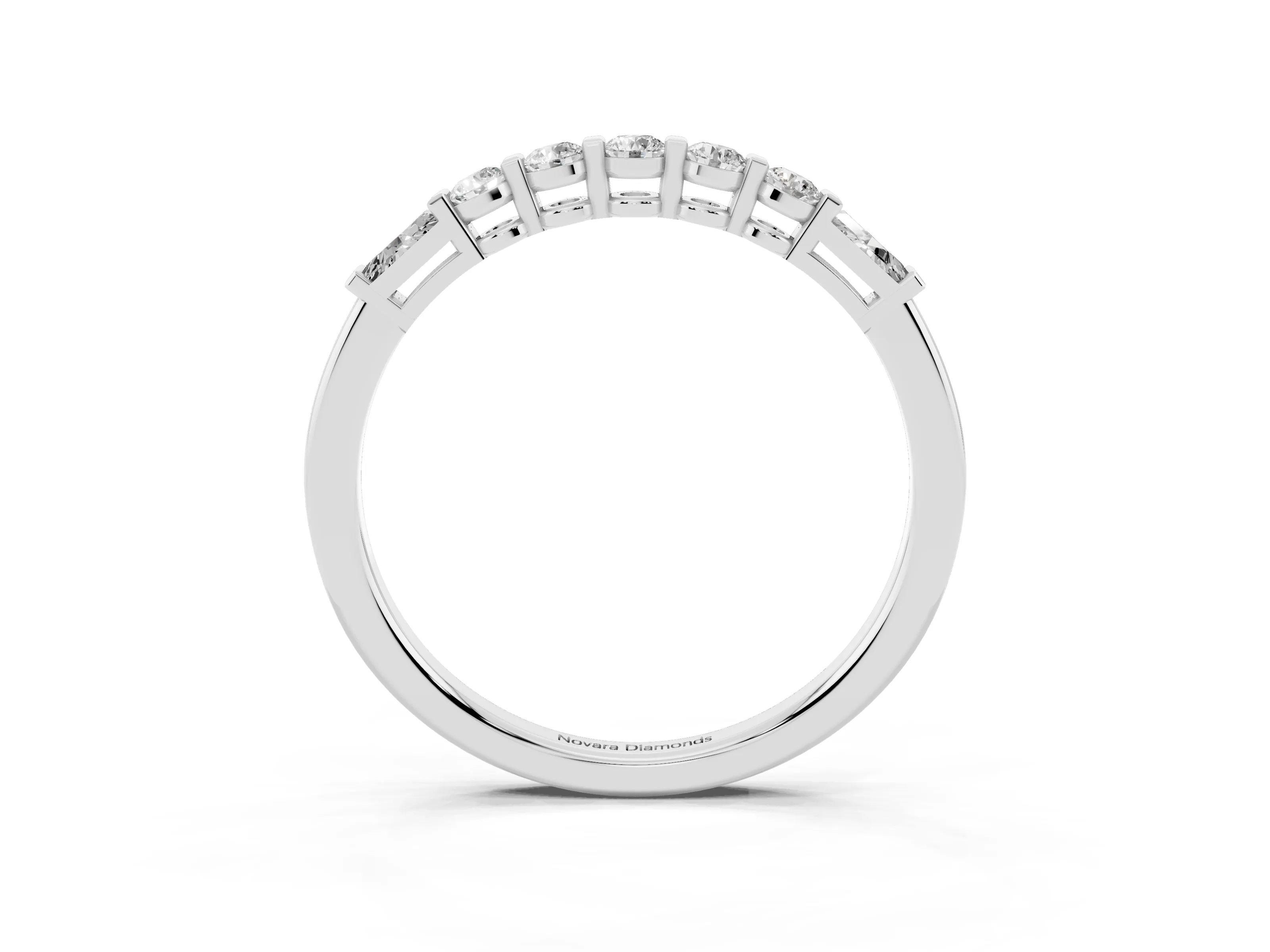 Round and Baguette Diamond Half Eternity Band Set in Platinum with Prong Setting