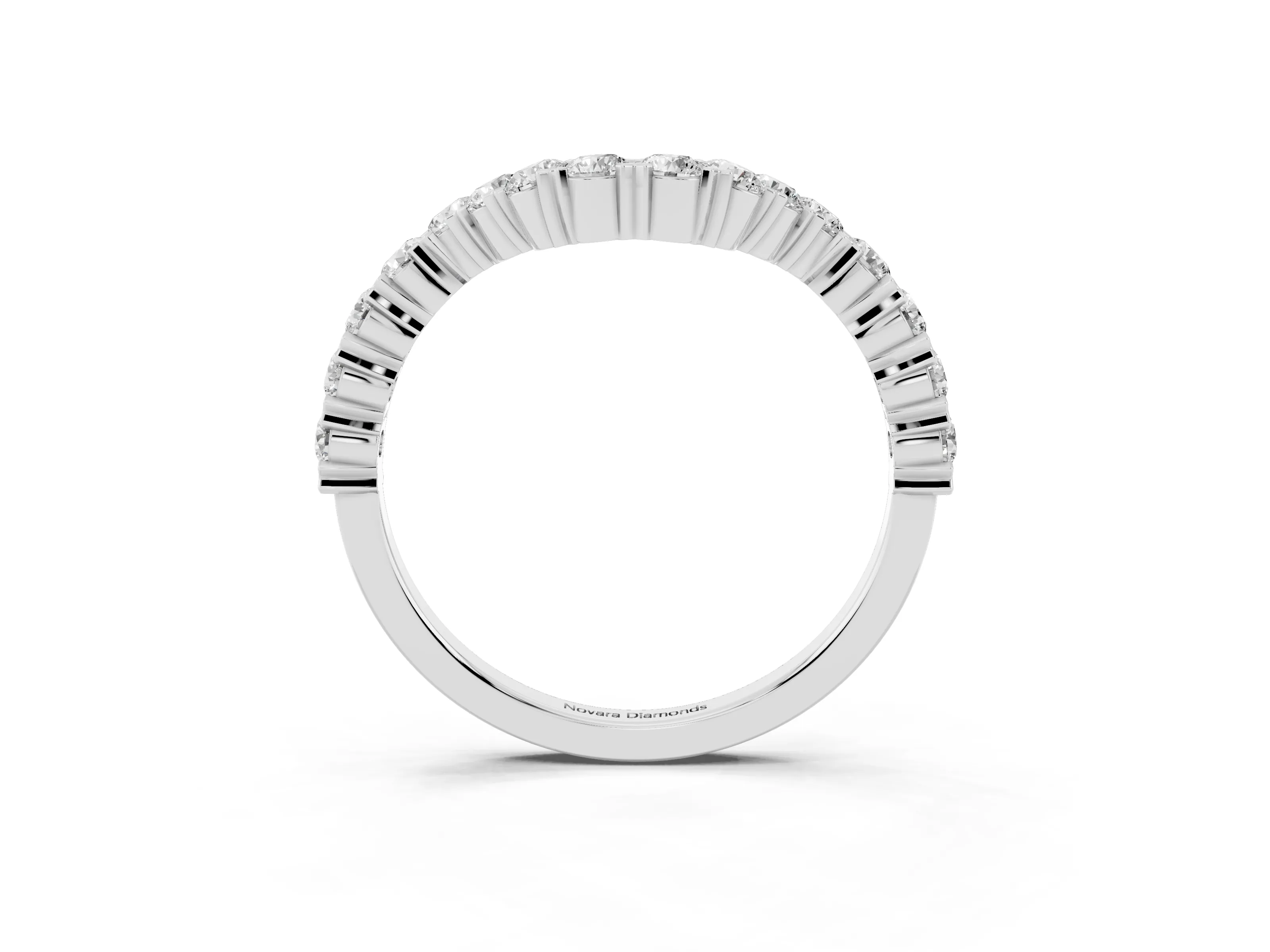 Round Diamond V-Shaped Pavé Band Set in Platinum with Prong Setting