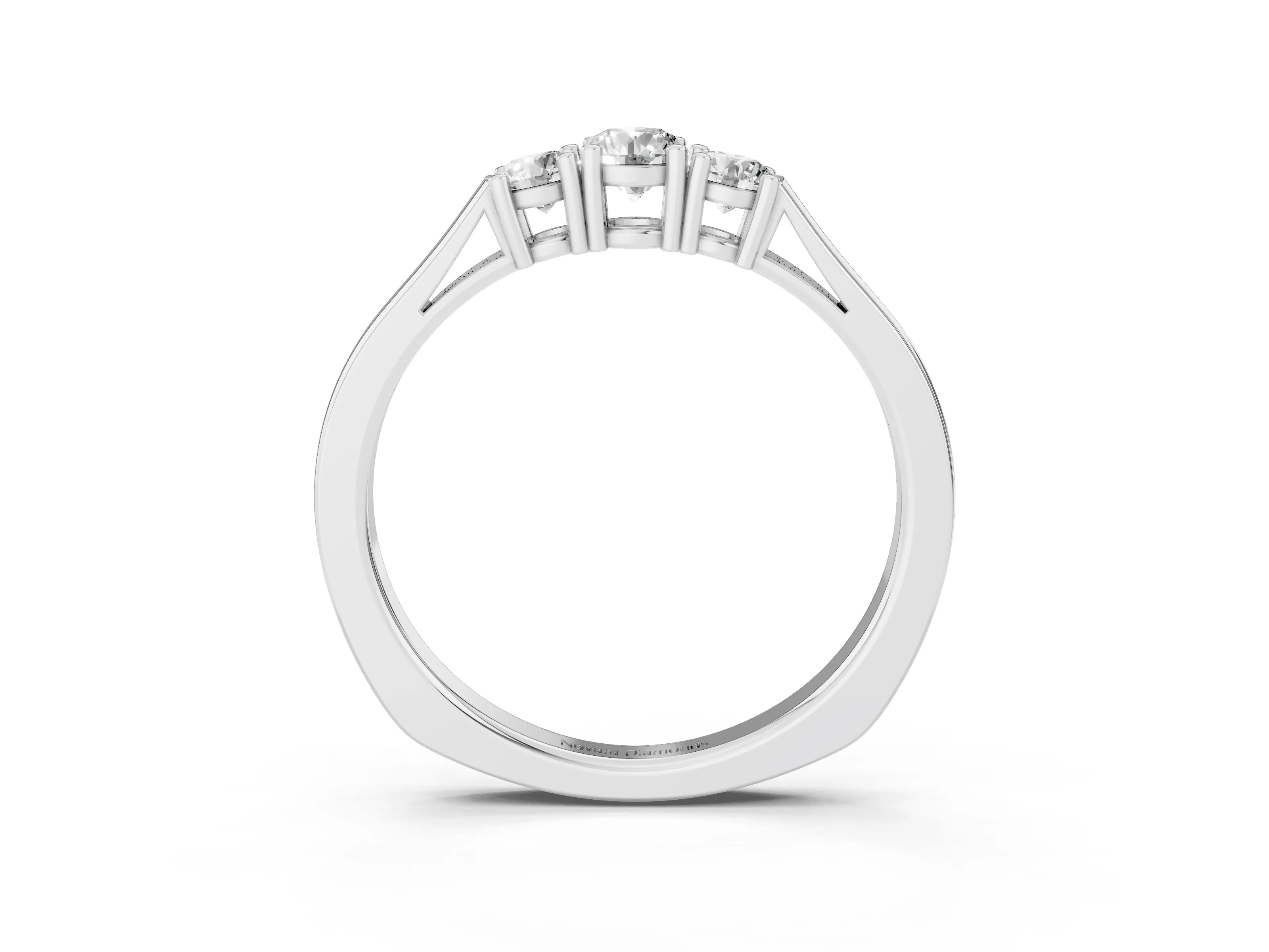 Three-Stone Round Diamond Channel Band Set in Platinum with Prong Accents