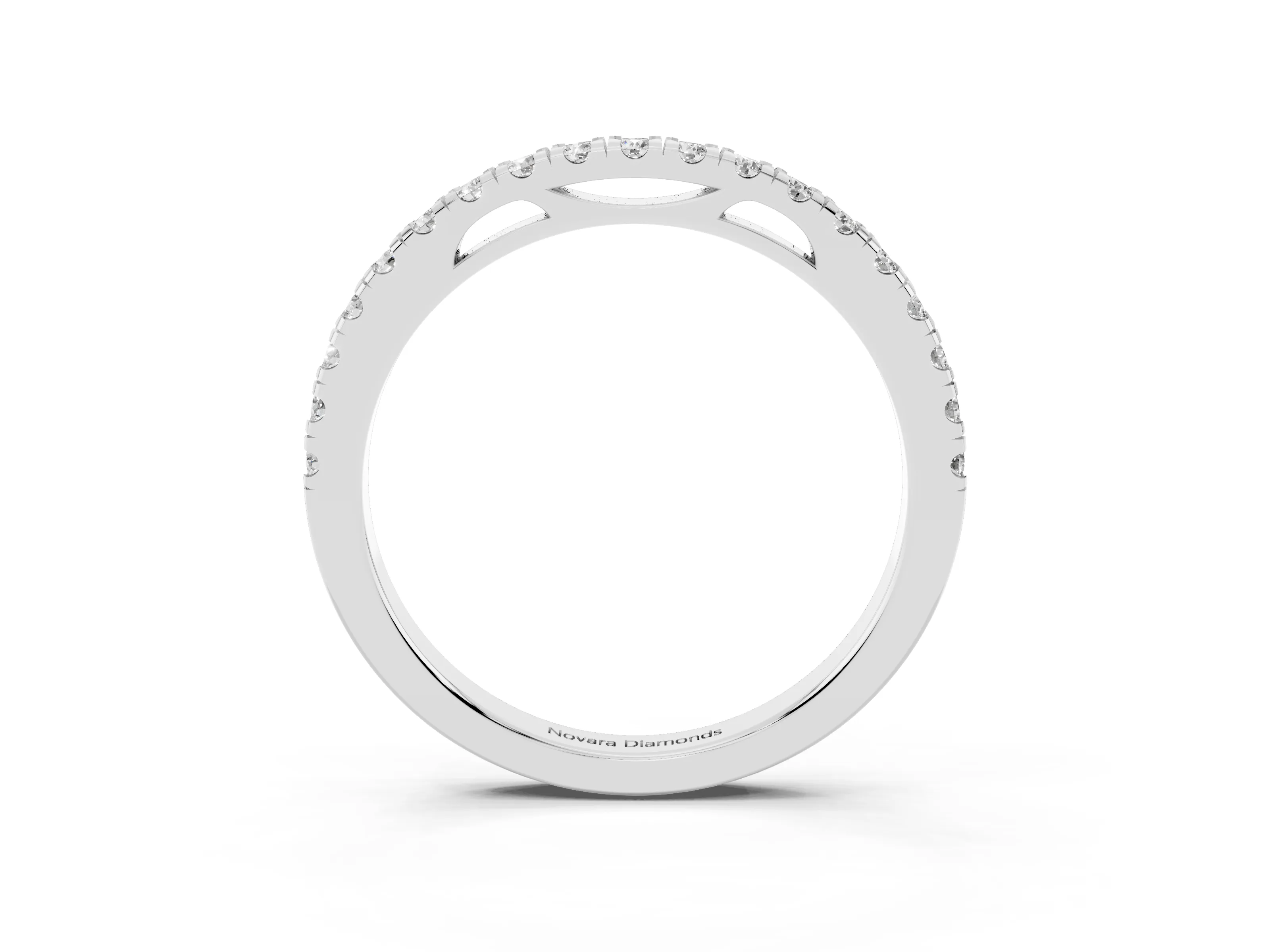 Round Diamond Eternity Band Set in White gold with Pavé-Set Row