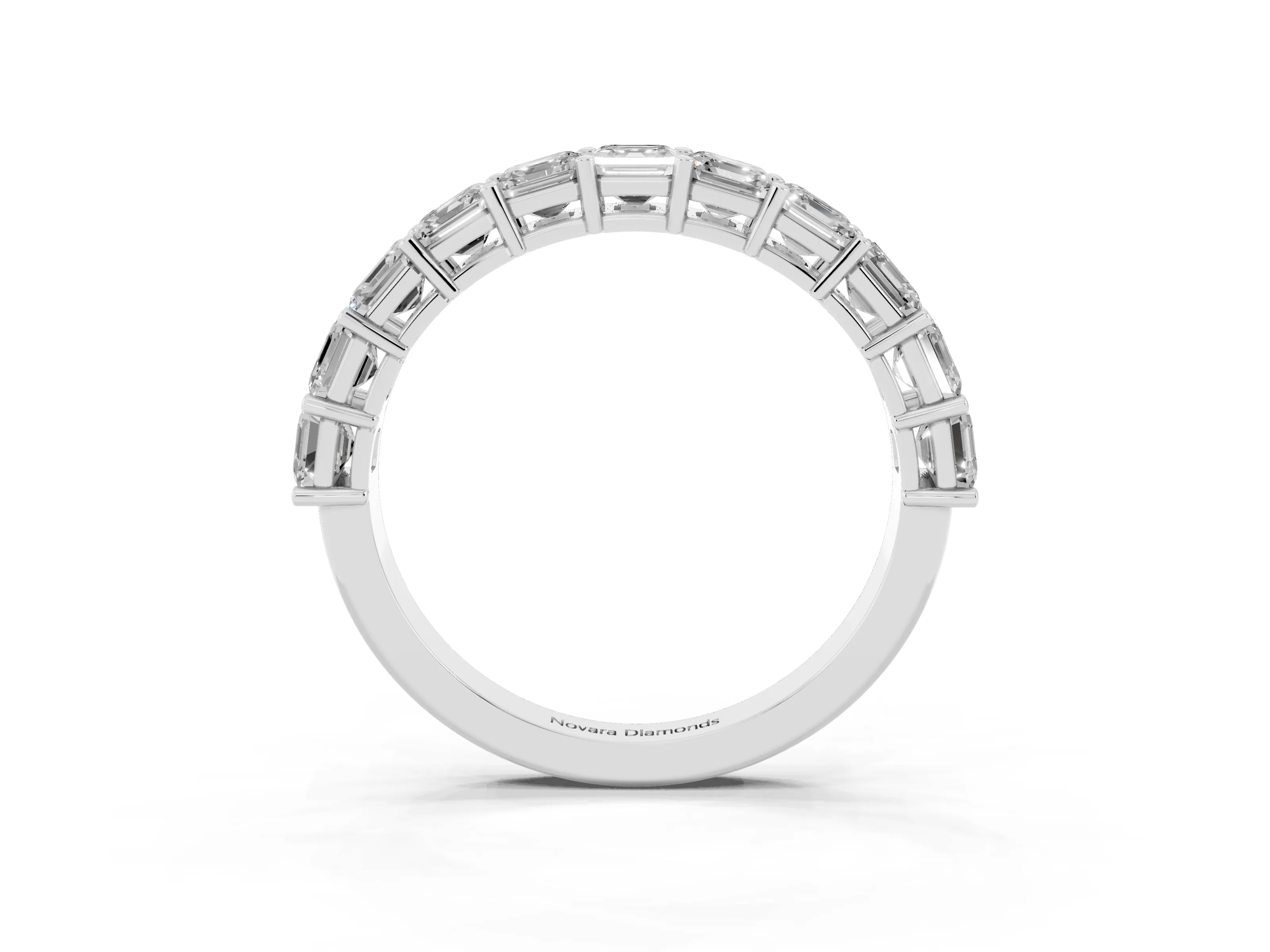 Asscher Cut Diamond Half Eternity Band Set in Silver with Shared Prong Setting