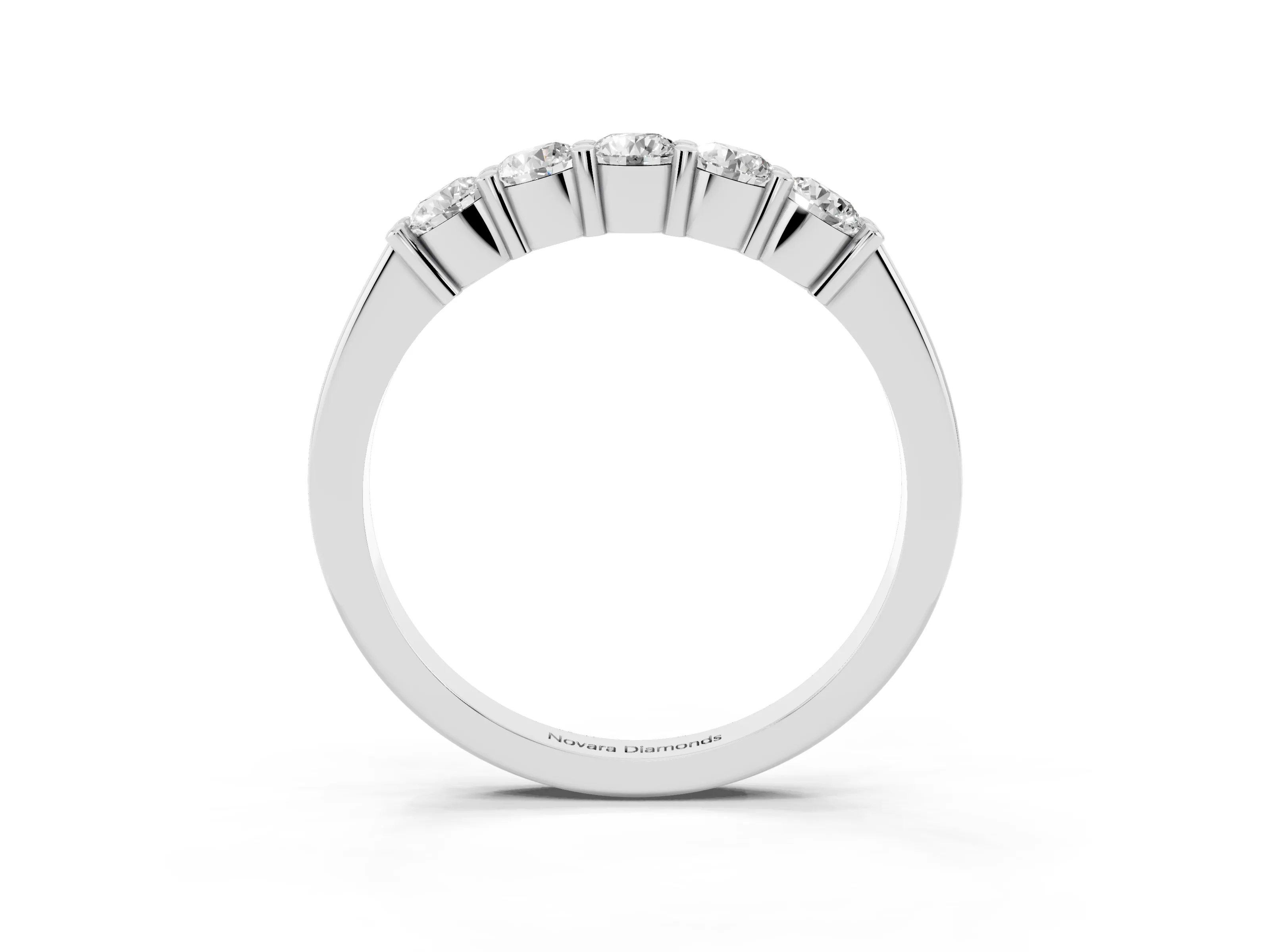Round Diamond Prong-Set Half Eternity Wedding Band Set in White gold