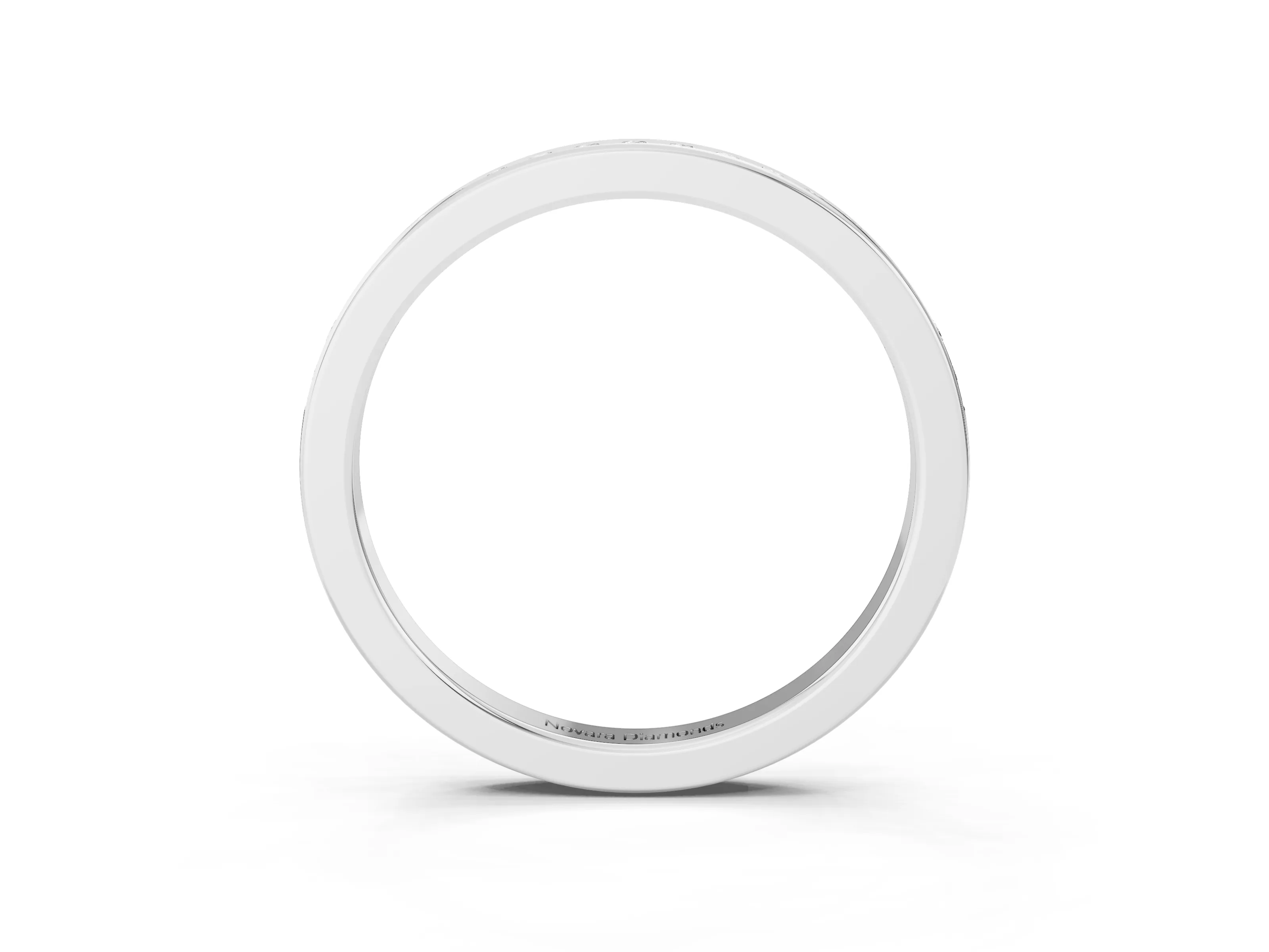Round Diamond Pavé Half Eternity Band Set in White gold with Open Lower Shank
