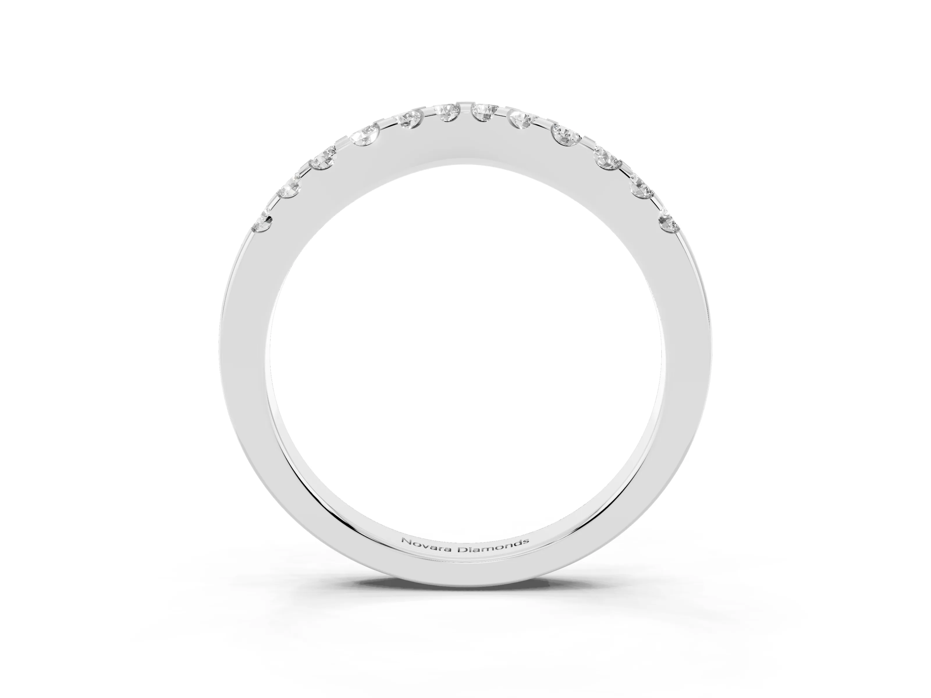 Round Diamond Curved Half Eternity Ring Set in Platinum with Shared Prong Setting