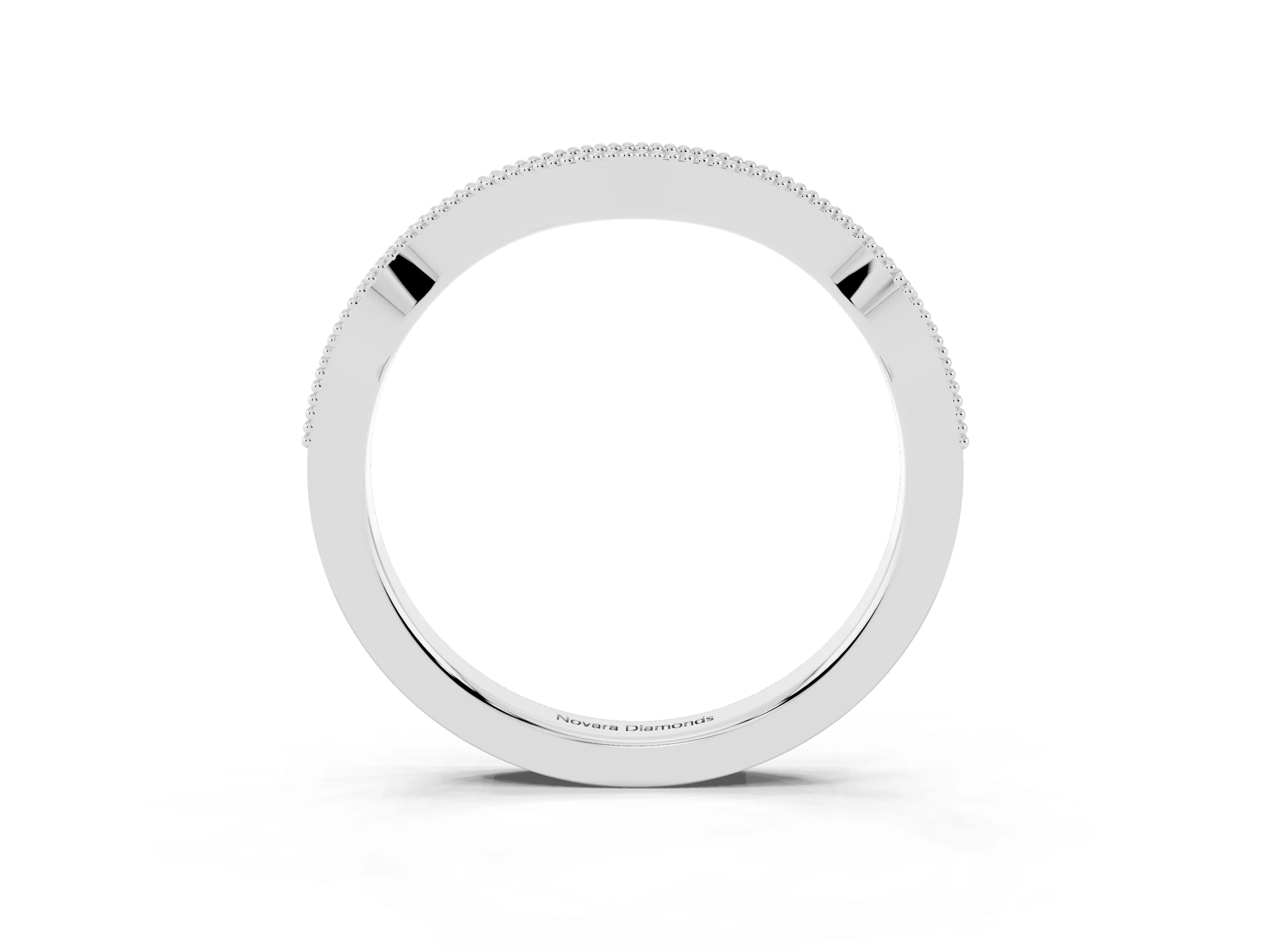 Round Diamond Curved Pavé Band Set in Platinum with Milgrain Detailing