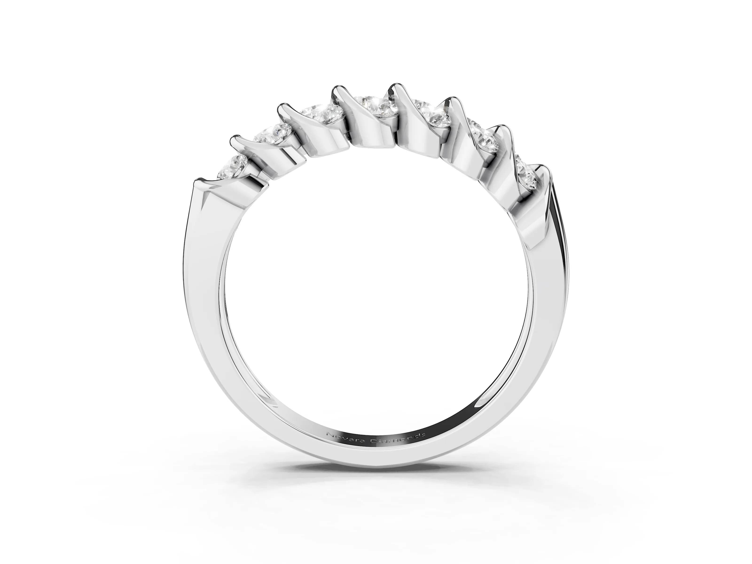 Round Diamond Structured Multi-Row Band Set in Silver with Polished Channel Setting
