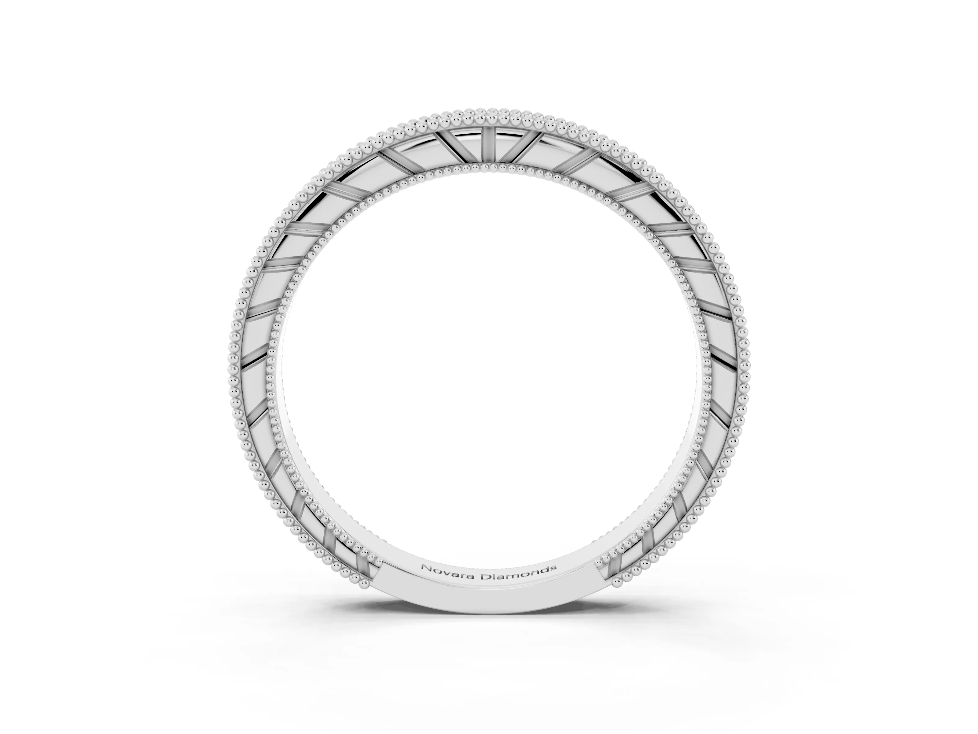 Round Diamond Eternity Band Set in Silver with Milgrain Channel Edges