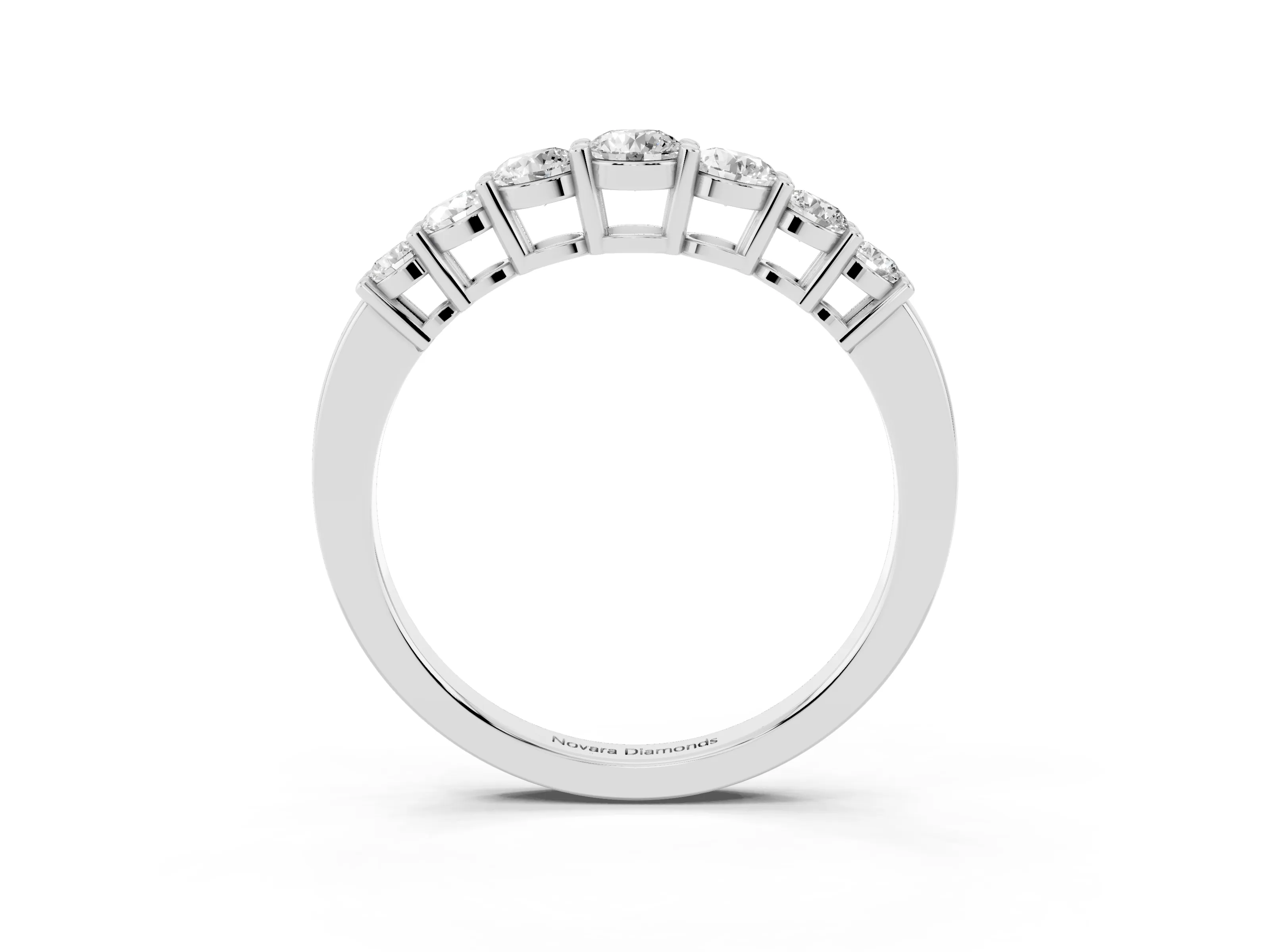 Round Diamond Half Eternity Stacking Band Set in Silver with Prong Setting