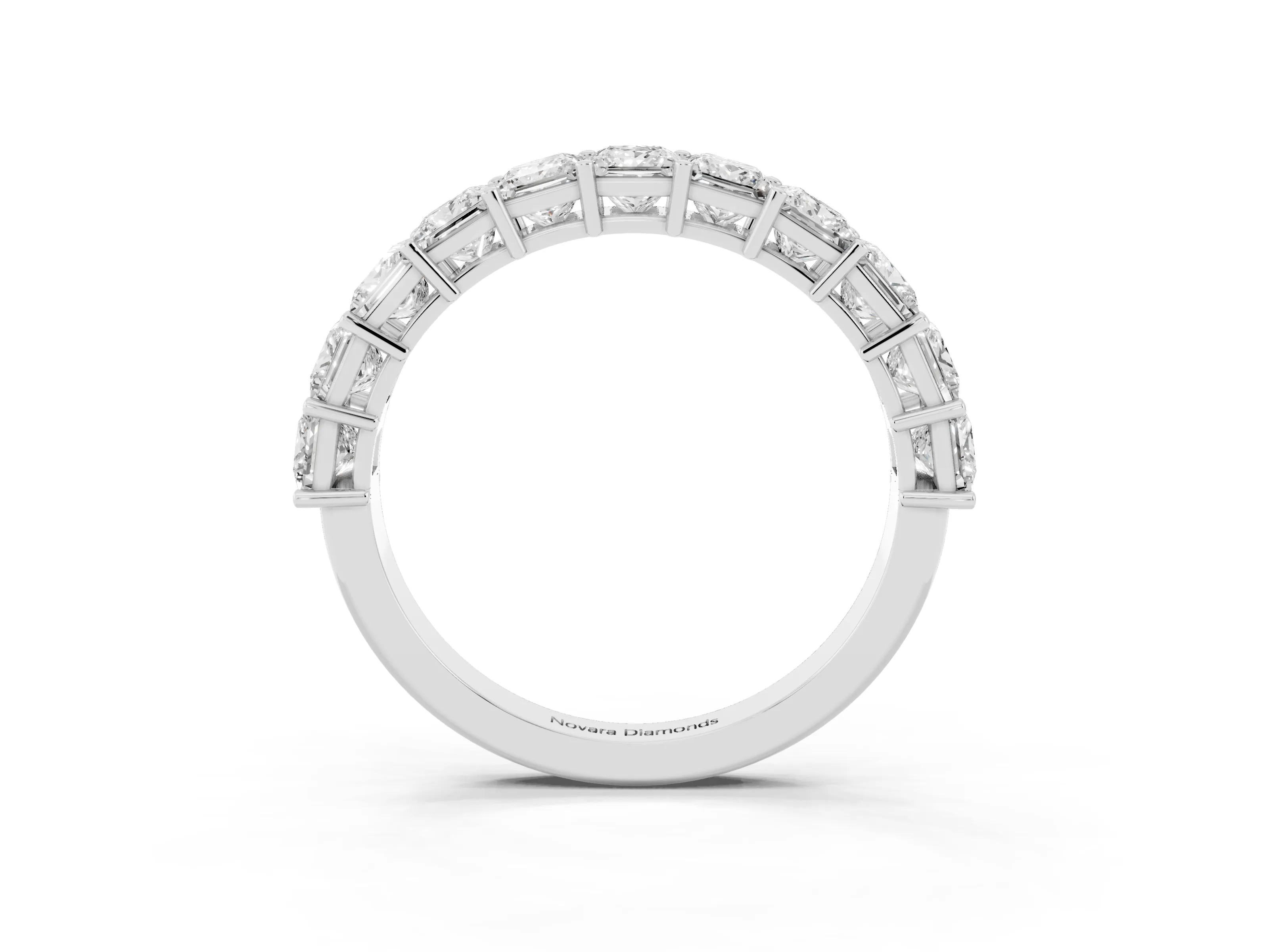 Princess Cut Diamond Half Eternity Band Set in Silver with Shared Prong Setting
