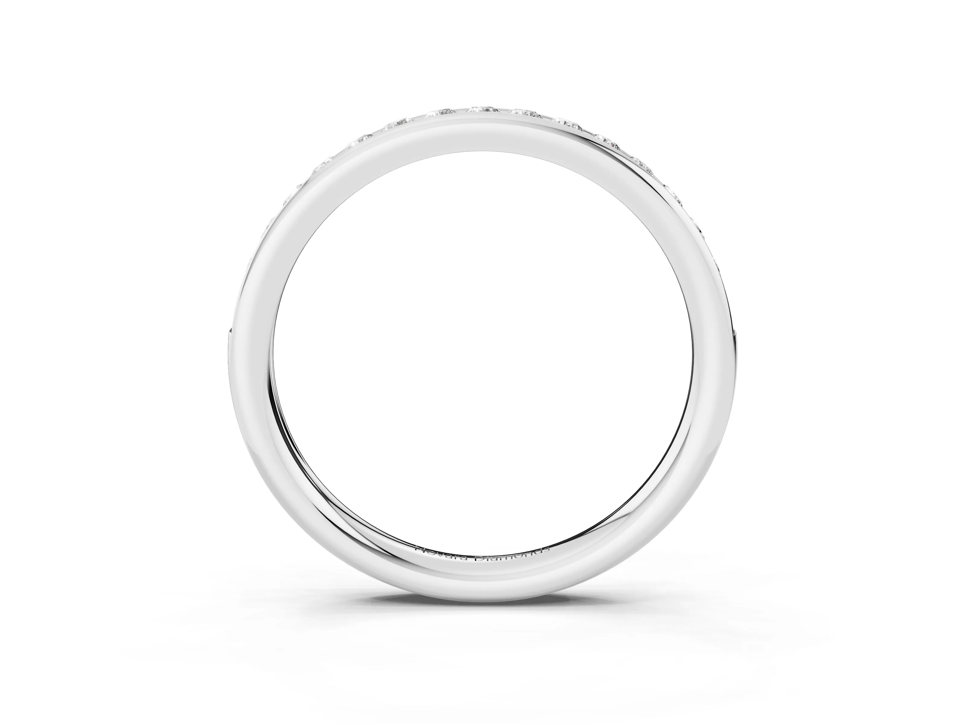 Round Diamond Everyday Comfort Fit Band Set in Platinum with Aligned Channel Row