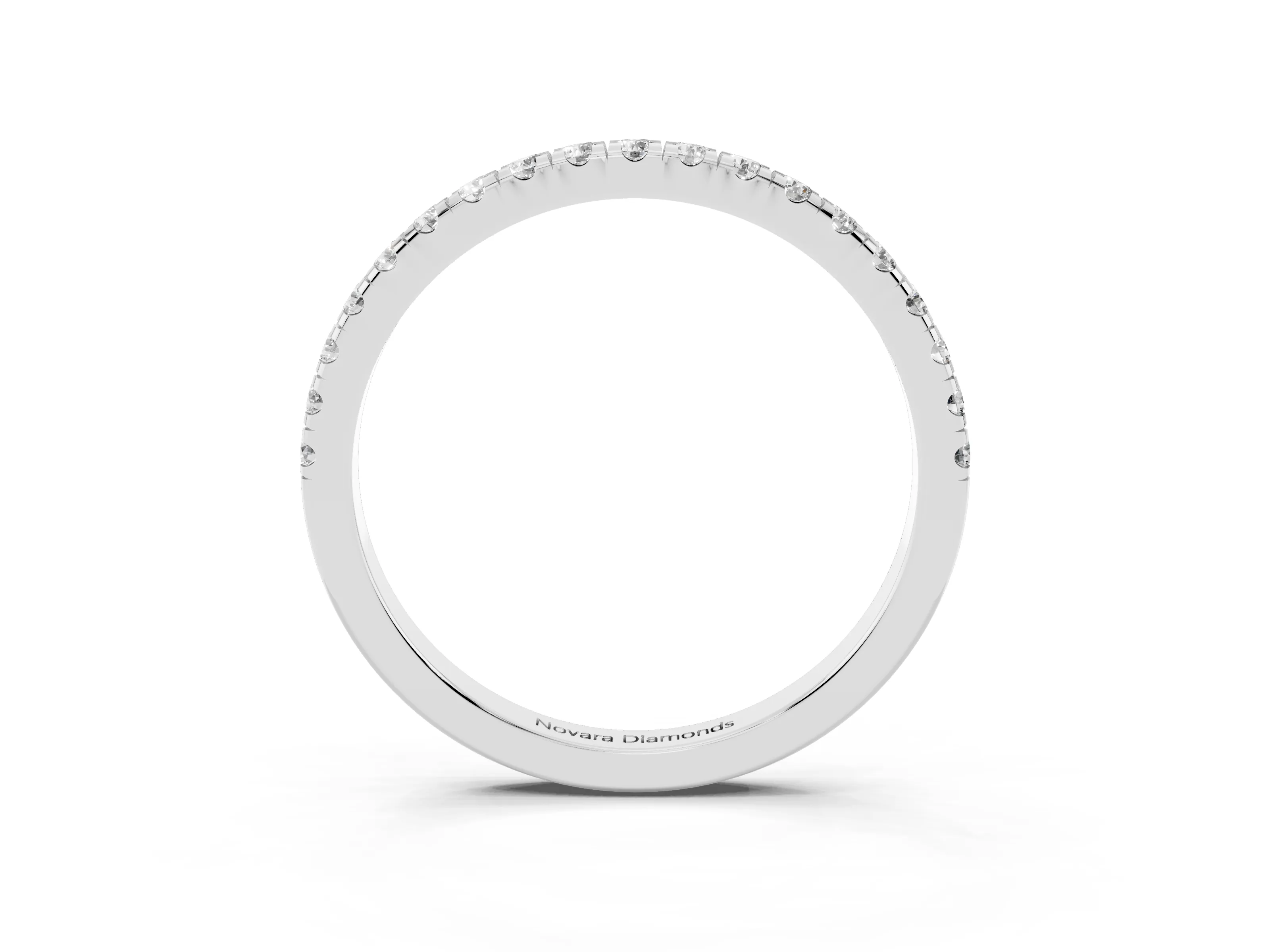 Round Diamond Top-Row Pavé Half Eternity Band Set in Silver with Shared Prongs