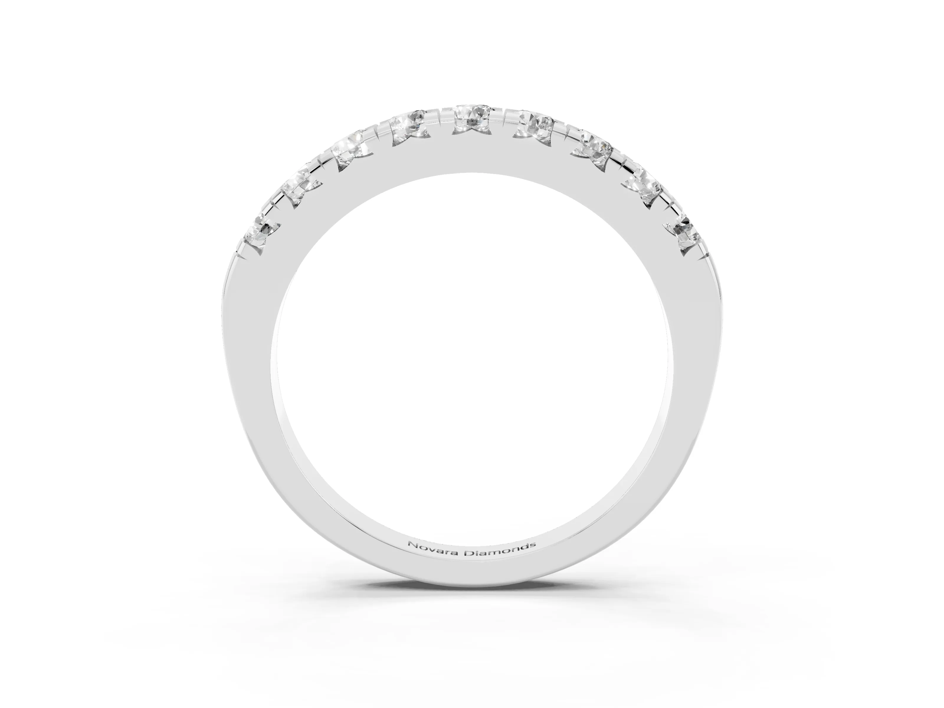 Round Diamond Half Eternity Band Set in Silver with Prong-Held Row