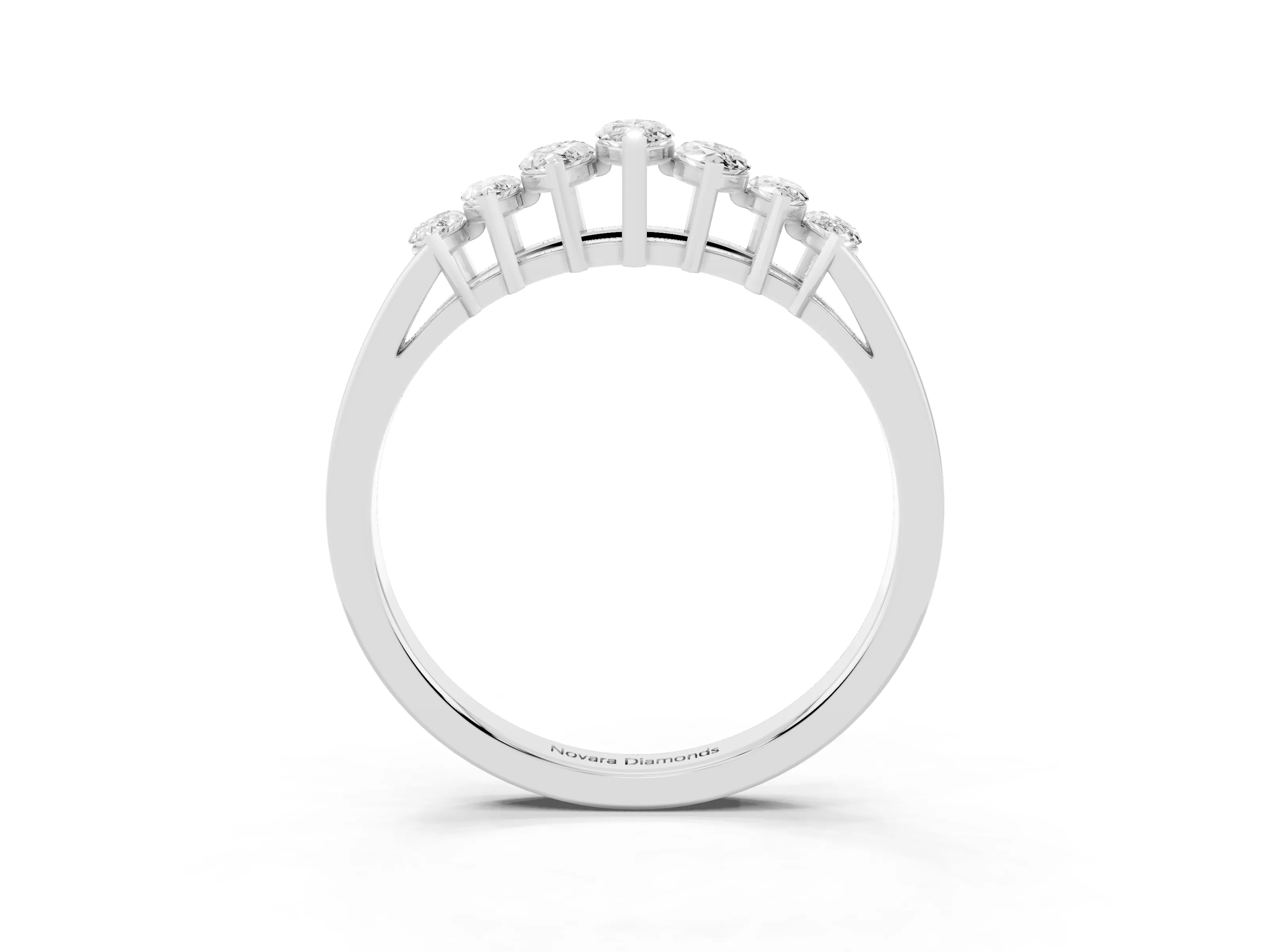 Marquise Diamond Half Eternity Band Set in White gold with Seven Prong-Set Stones