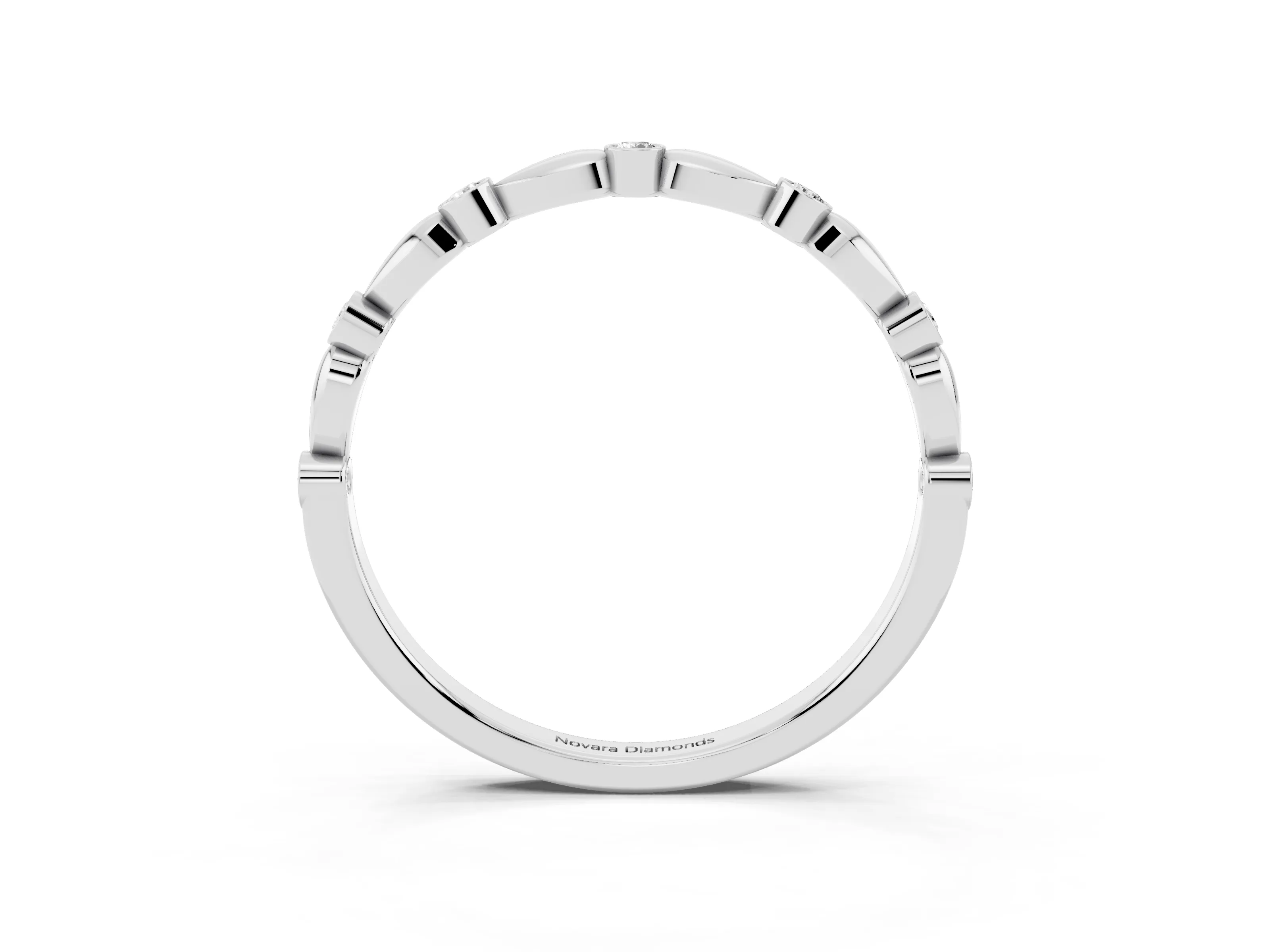 Round Diamond Eternity Band Set in Platinum with Bezel Setting and Marquise Metal Accents