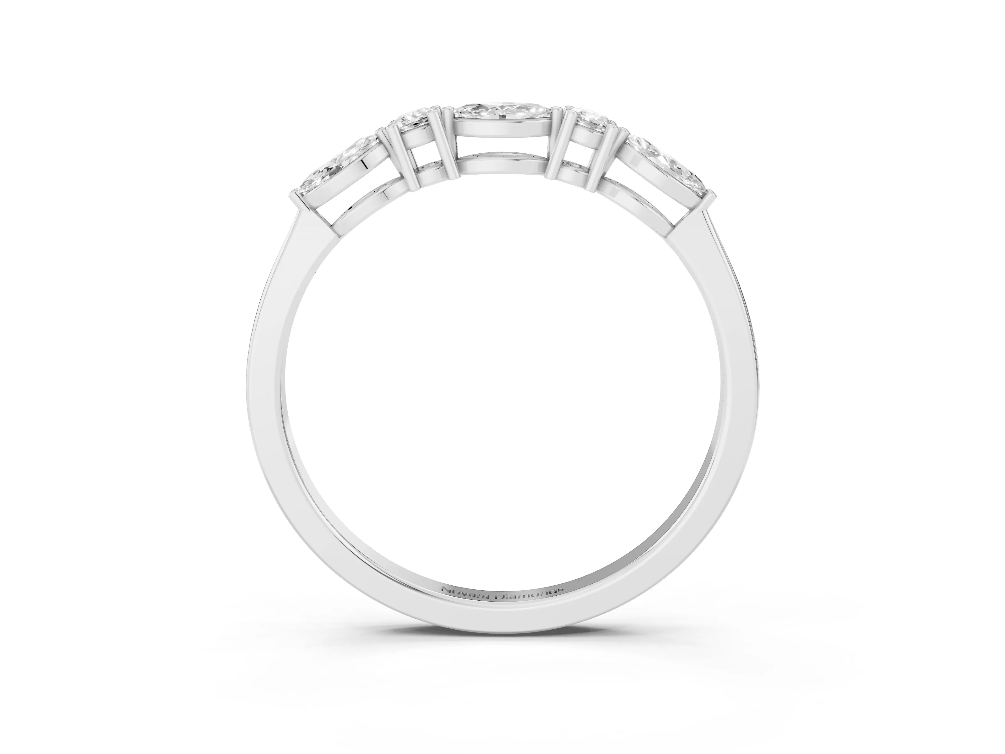 Round Diamond Five-Stone Half Eternity Band Set in White gold with Prong Setting