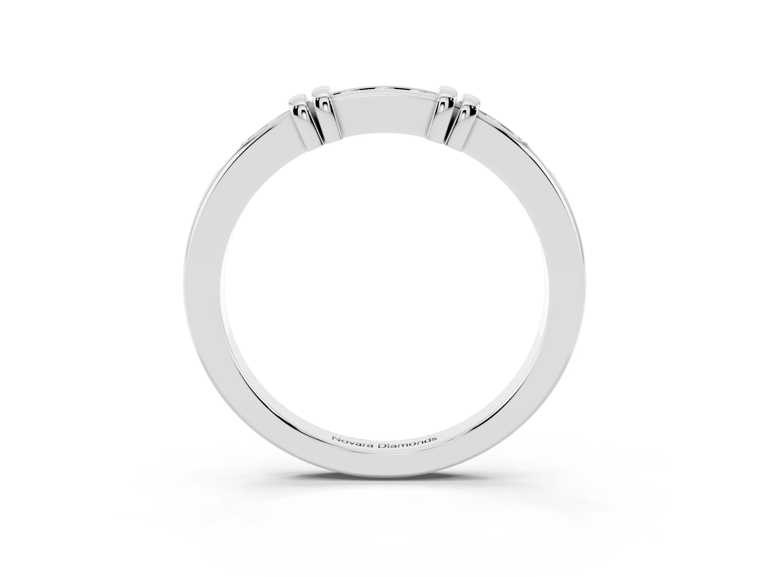 Round Diamond Half Eternity Band Set in Silver with Channel and Bar Prong Setting