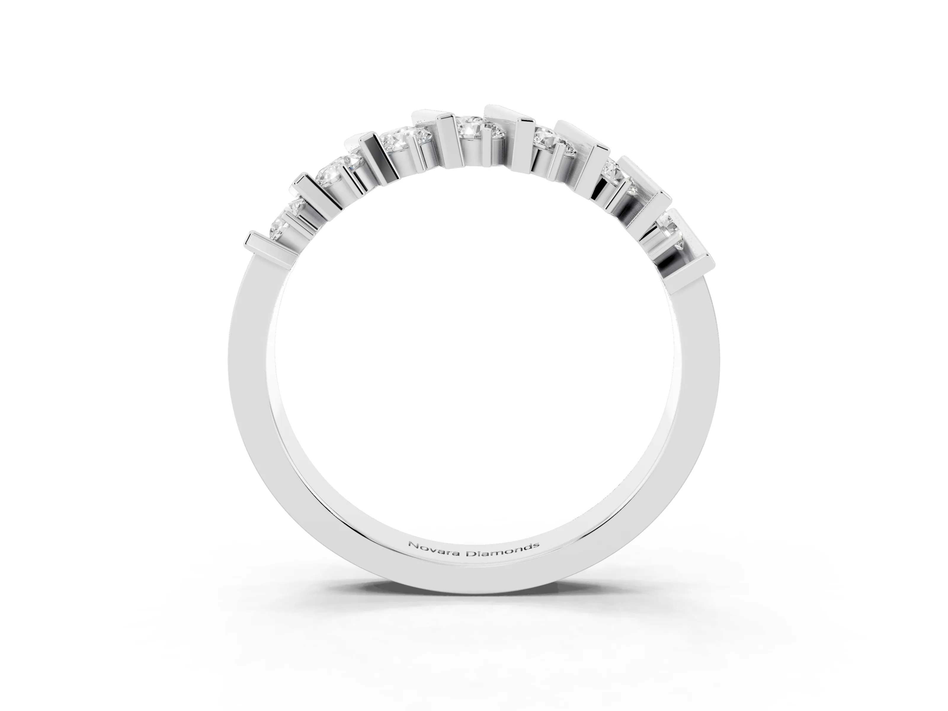 Round Diamond Channel Anniversary Band Set in Platinum with Vertical Prongs