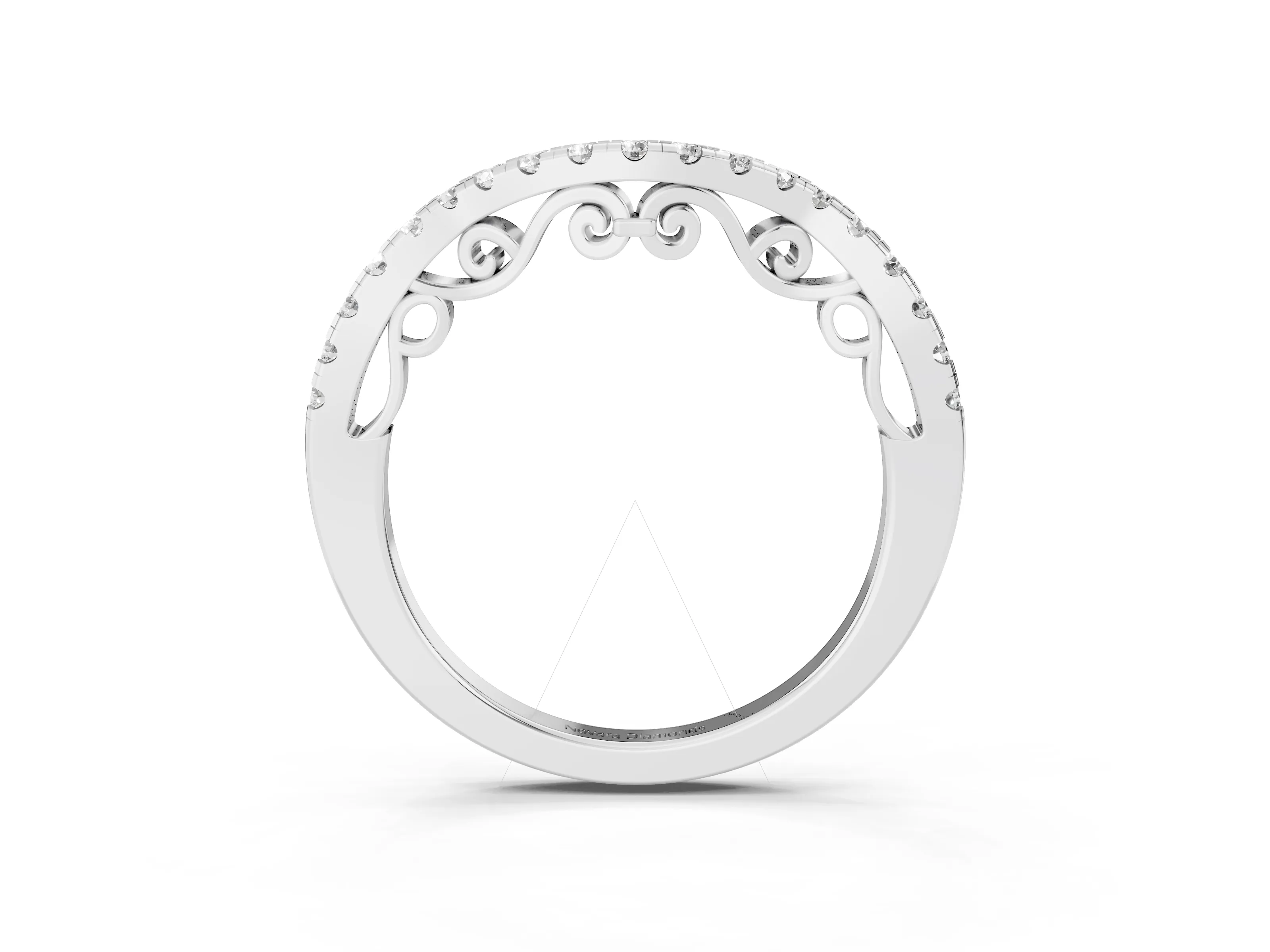 Round Diamond Curved Pavé Eternity Band Set in Silver with Shared Prongs