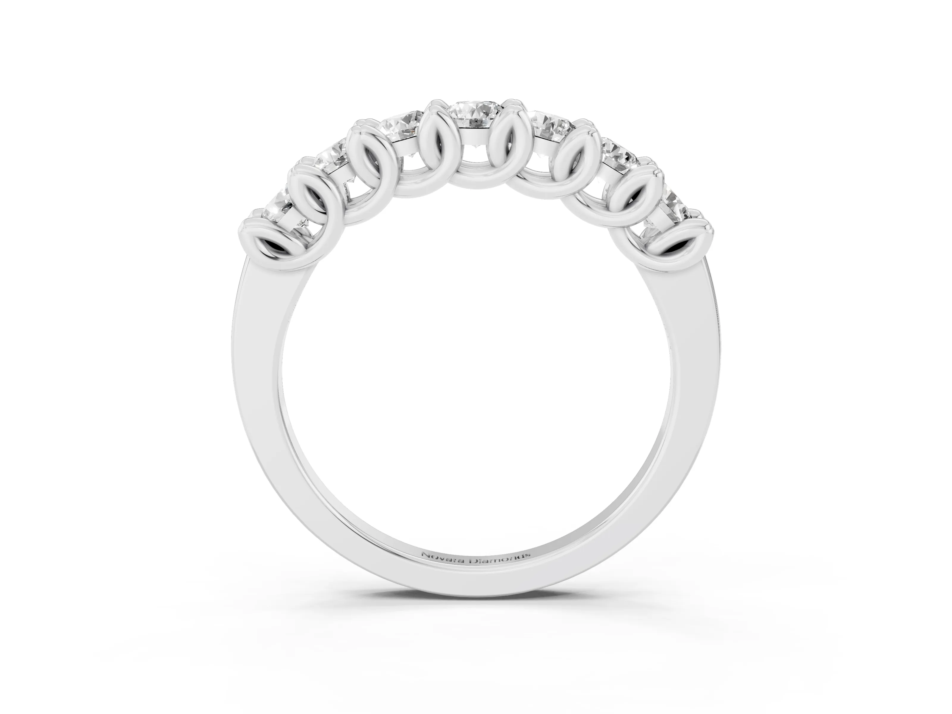 Round Diamond Half Eternity Band Set in Silver with Secure Prong Setting