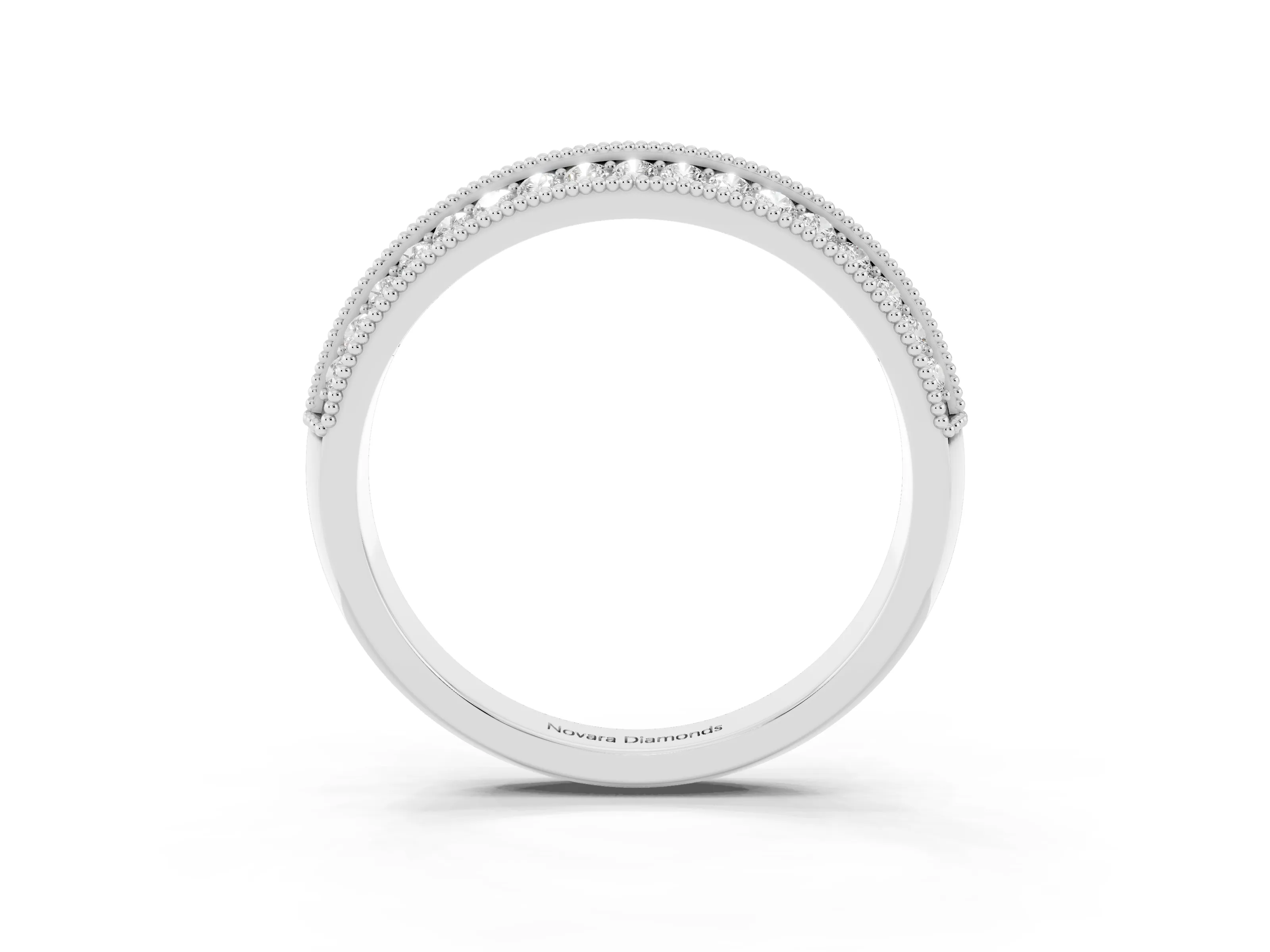 Round Diamond Milgrain Pavé Eternity Band Set in White gold