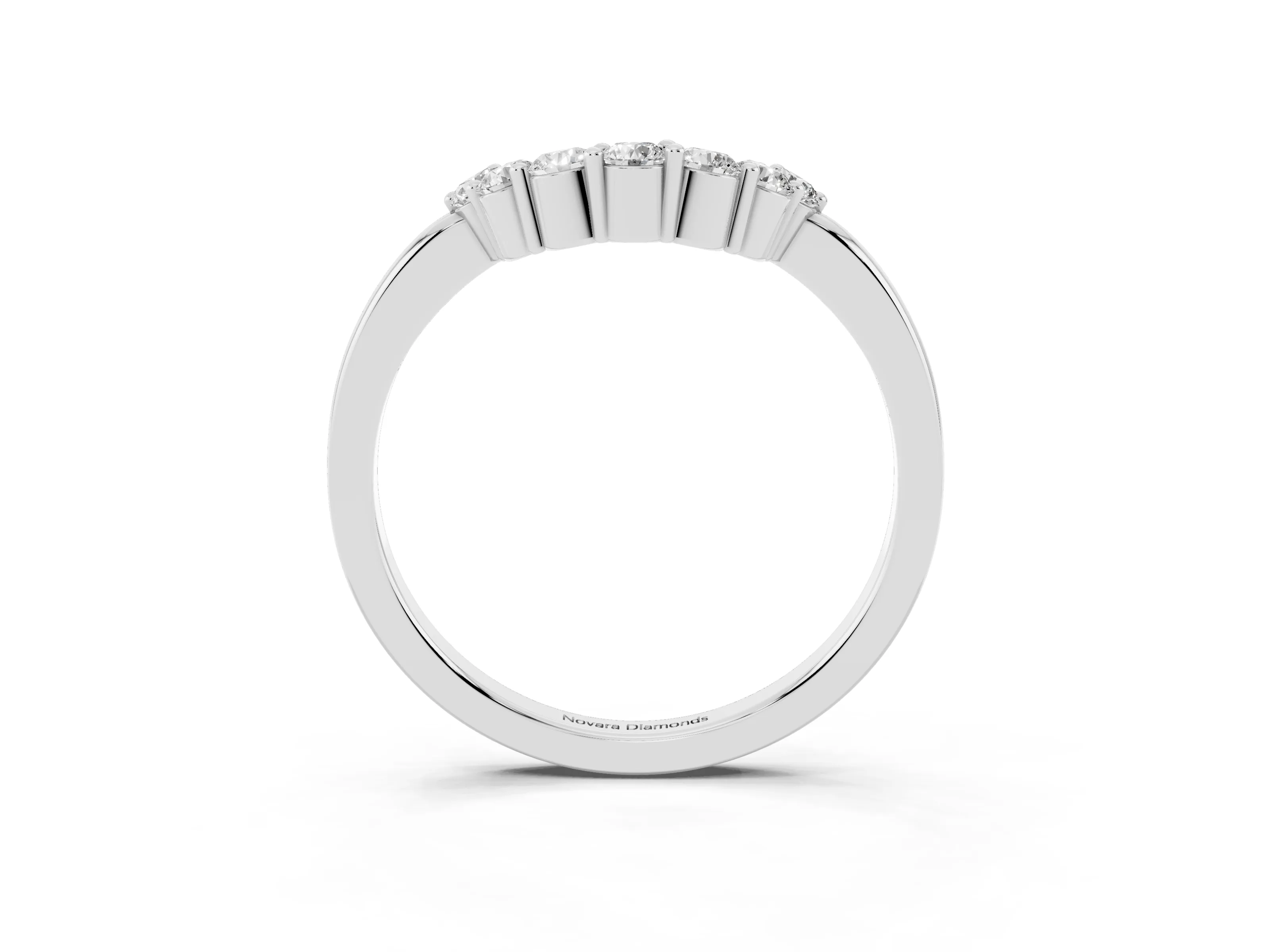Round Diamond Curved Pavé Band Set in White gold with Prong Setting