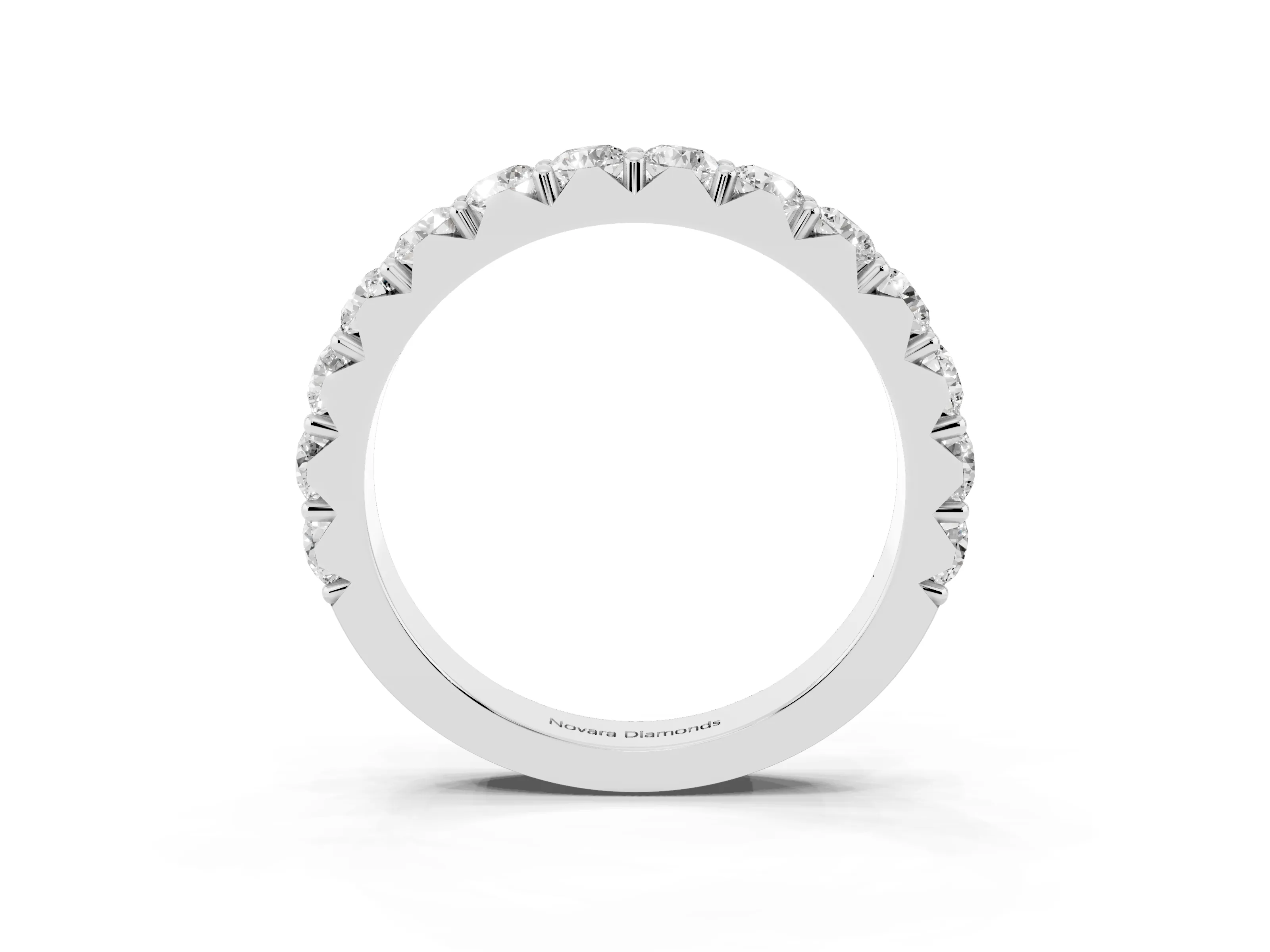 Round Diamond Half Eternity Band Set in Silver with Classic Prong Setting