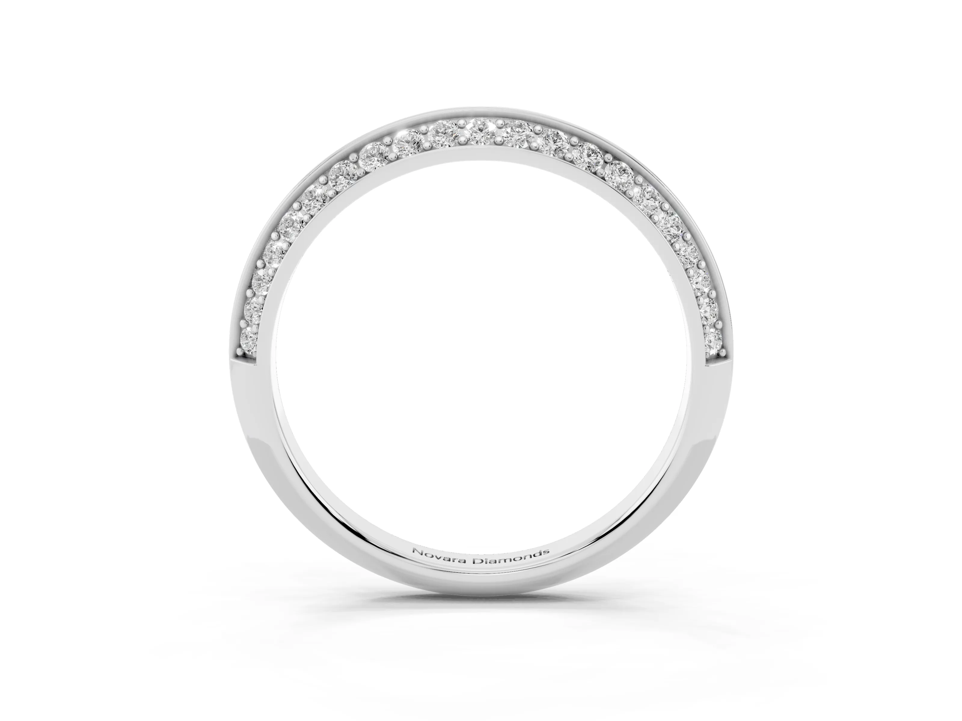 Round Diamond Double Row Pavé Eternity Band Set in Silver with Channel Setting