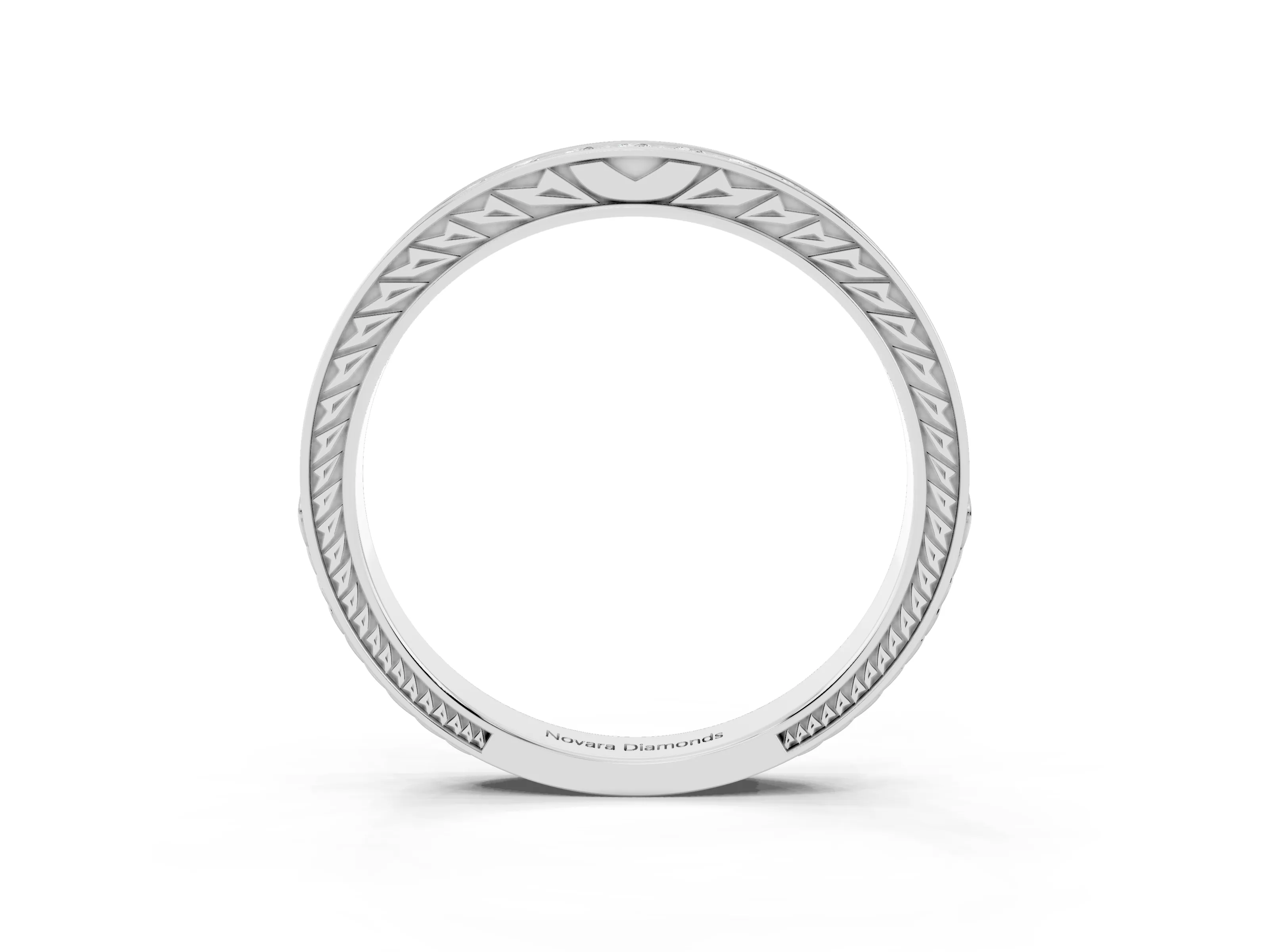 Round Cut Diamond Pavé Eternity Band Set in White gold with Channel Walls
