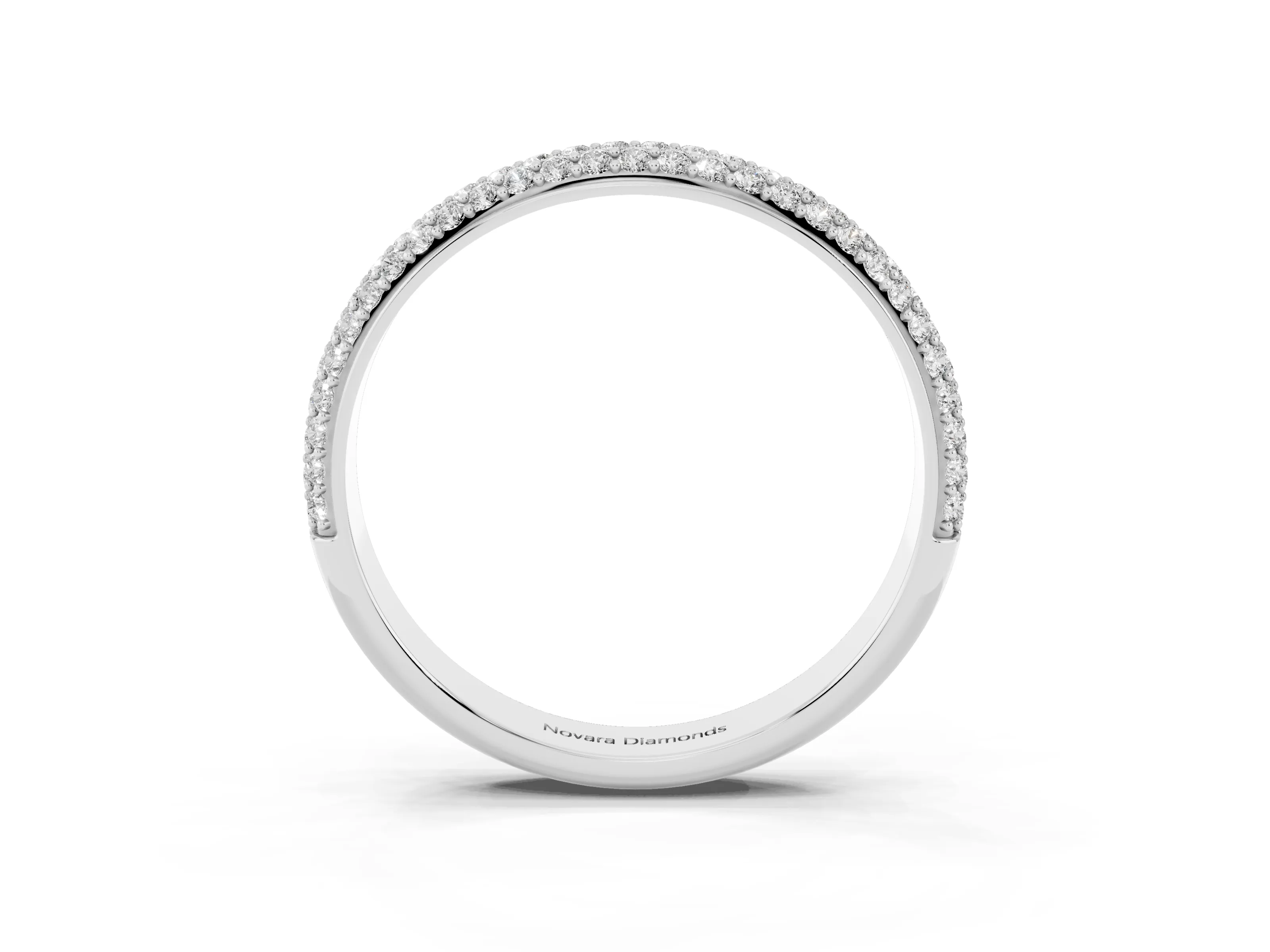 Round Diamond Three-Row Pavé Eternity Band Set in Silver with Shared Prong Setting