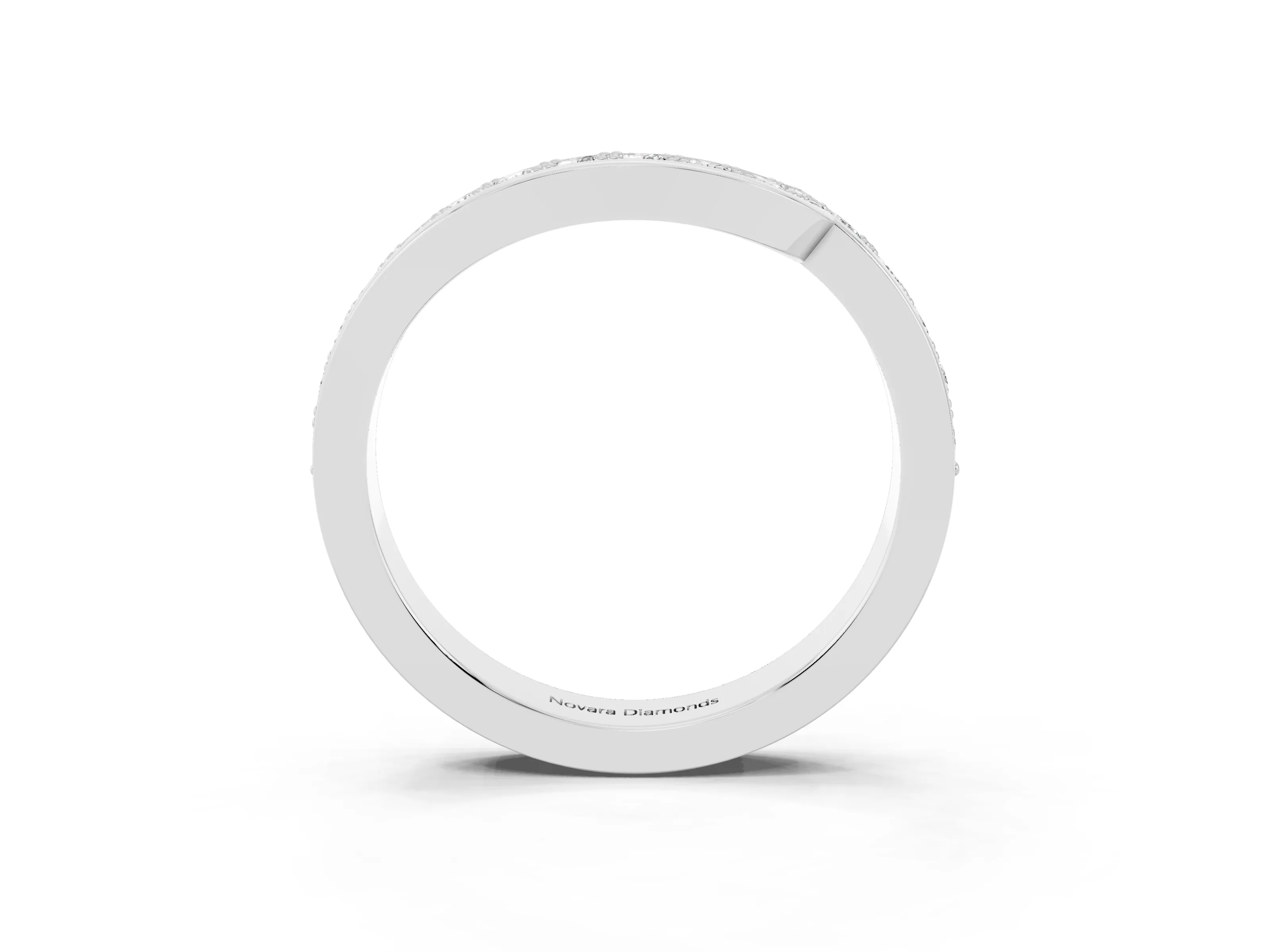 Round Diamond Curved Wedding Band Set in Platinum with Pavé Channel Setting