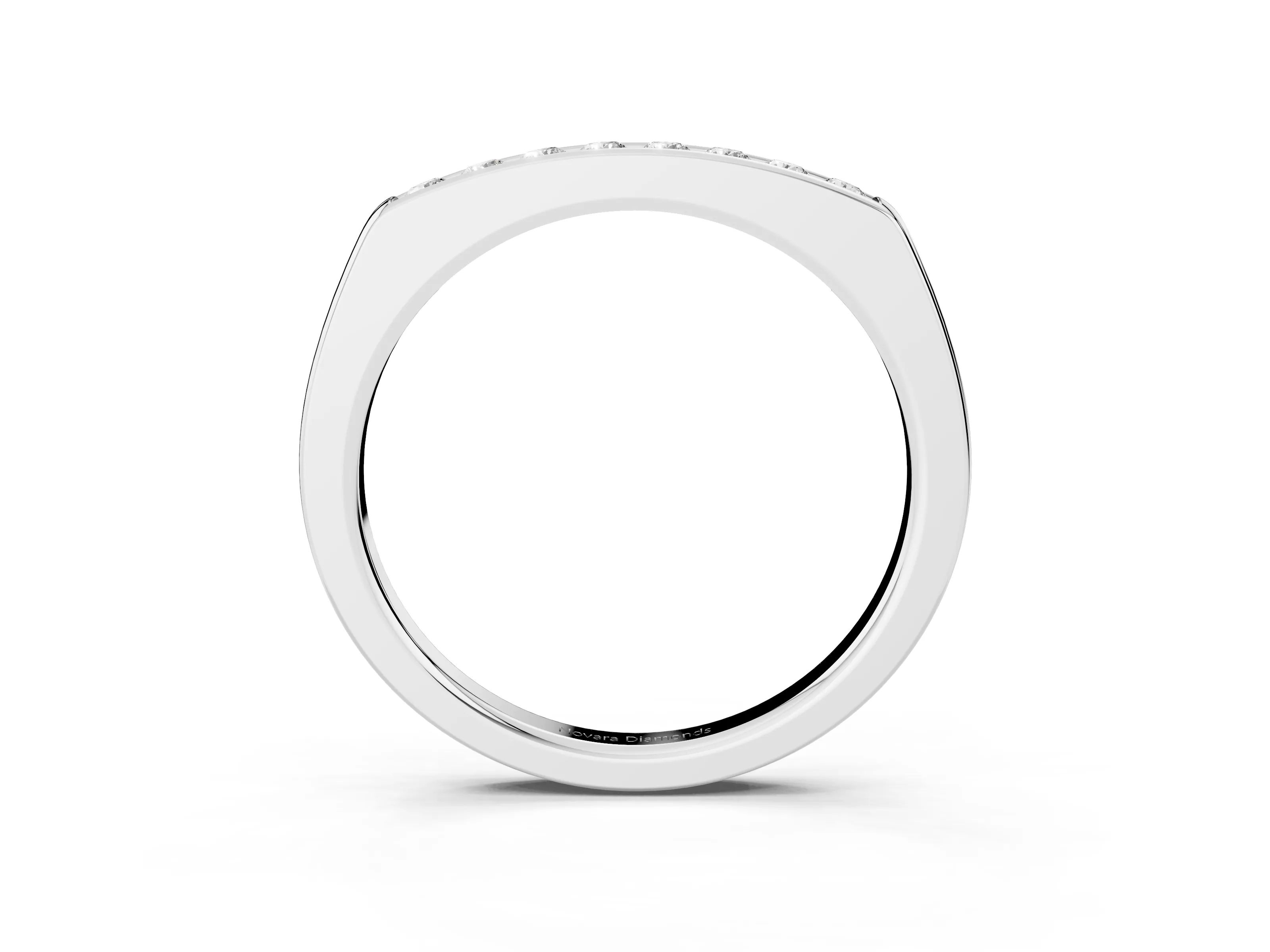 Round Diamond Flat Band Set in Silver with Six-Stone Channel Setting