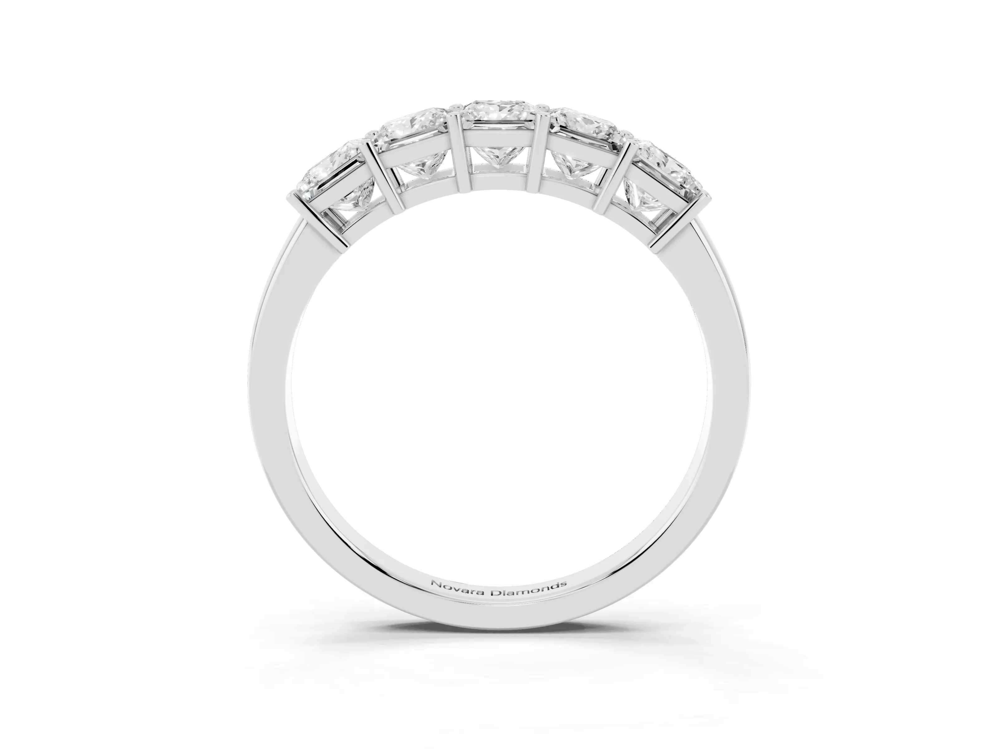 Princess Cut Diamond Five-Stone Band Set in Silver with Prong Setting