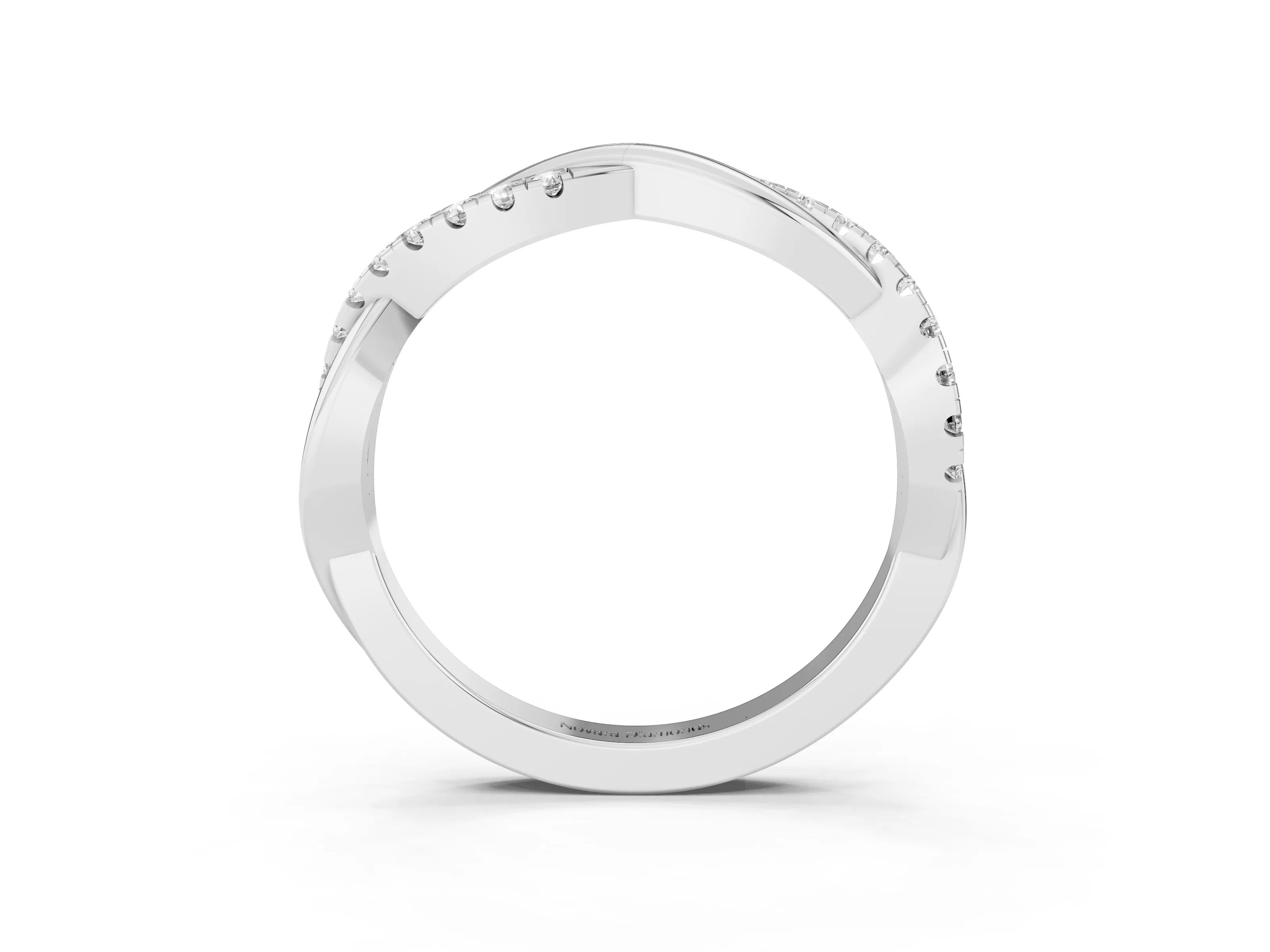 Round Diamond Twisted Infinity Band Set in Silver with Spaced Prong Settings