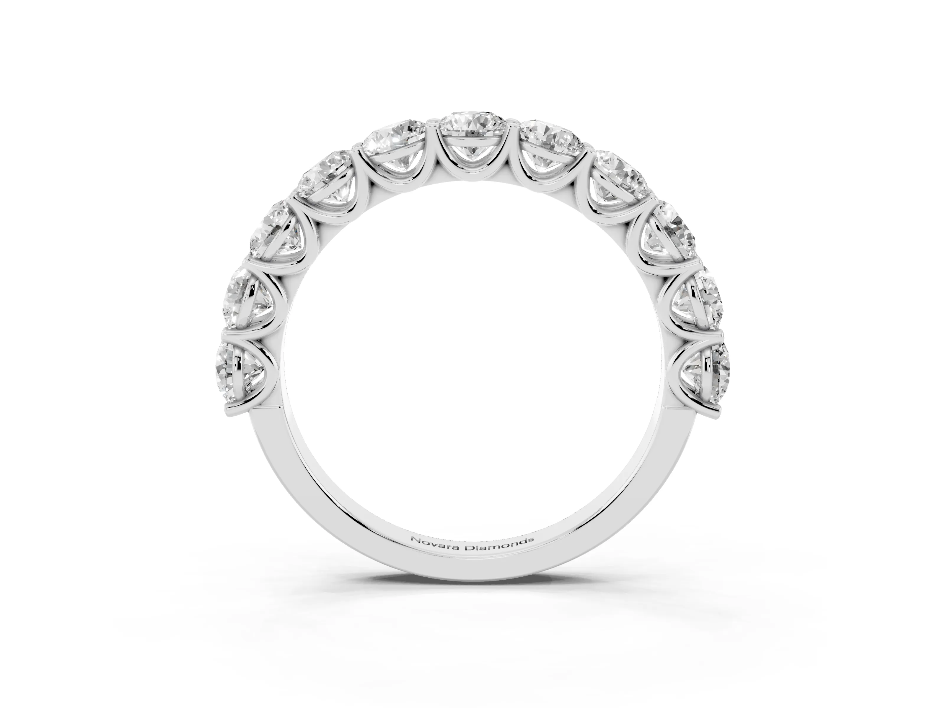 Round Diamond Shared Prong Eternity Band Set in Silver