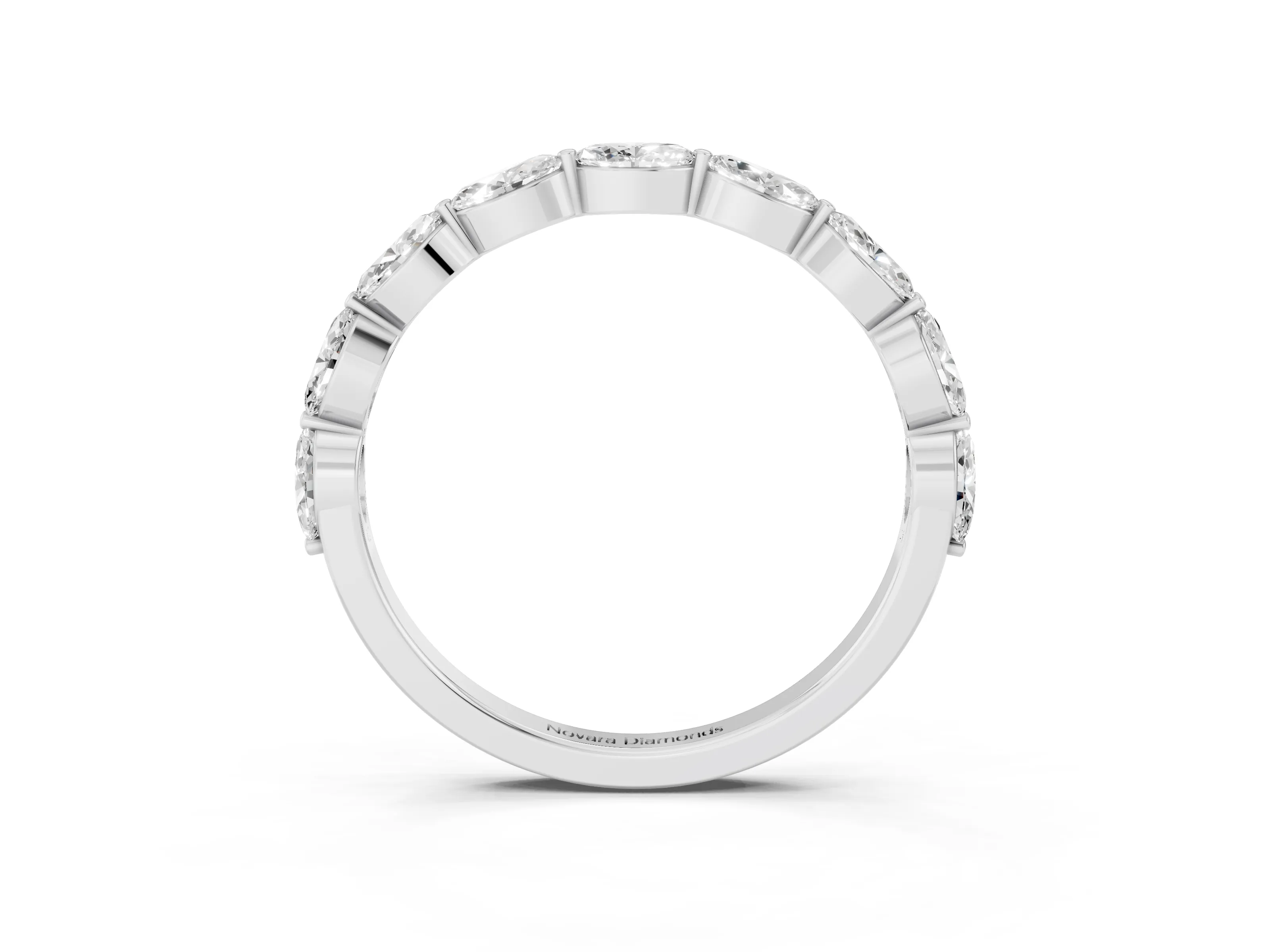 Marquise Diamond Half Eternity Band Set in Silver with Prong Setting