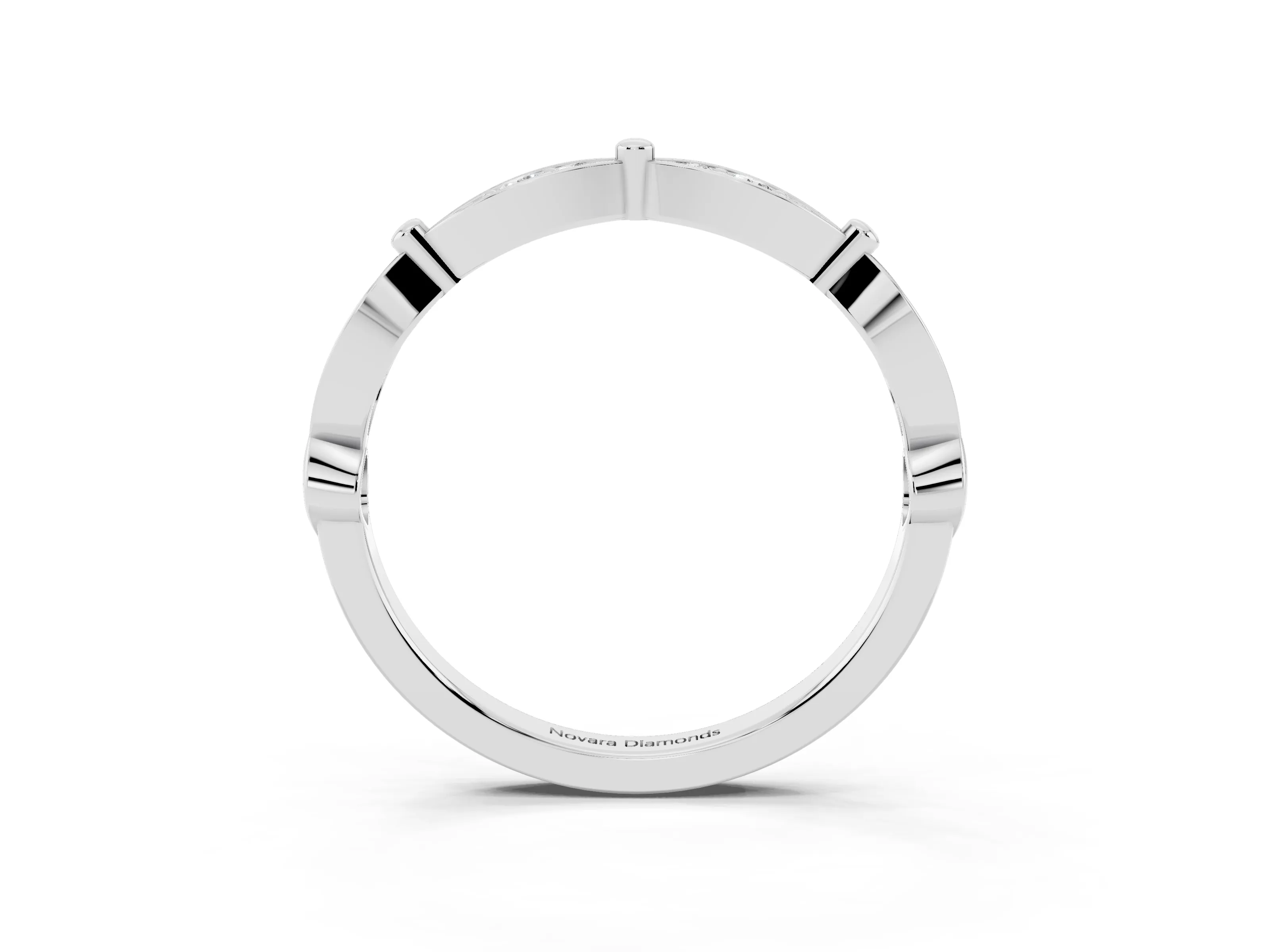 Marquise Section Diamond Eternity Band Set in Platinum with Pavé Bezel Setting