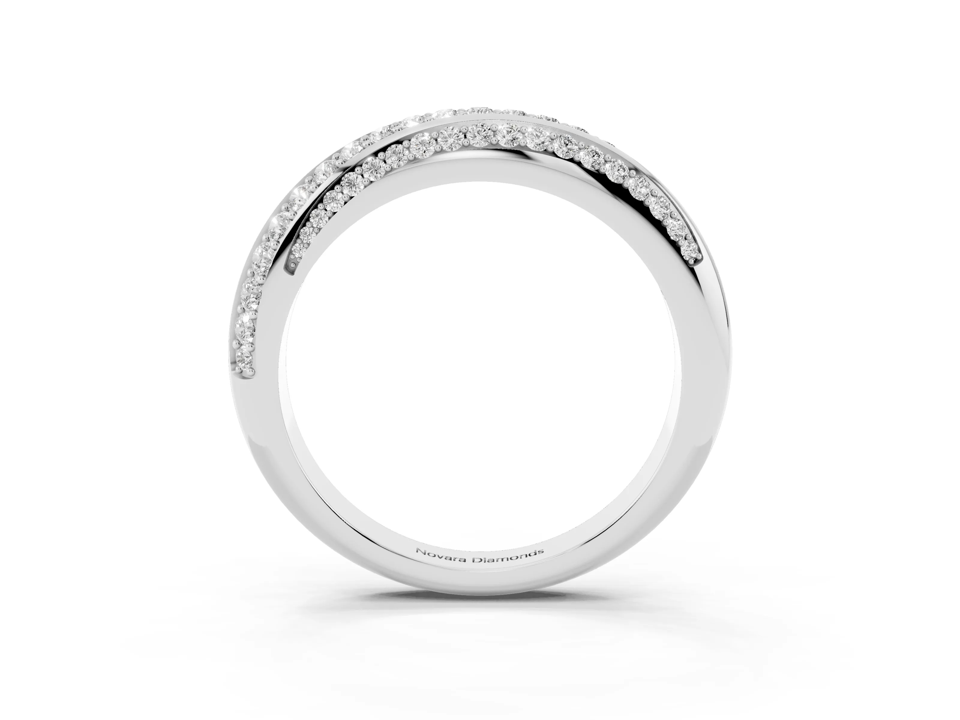 Round Diamond Double Row Pavé Band Set in White gold with Channel Setting