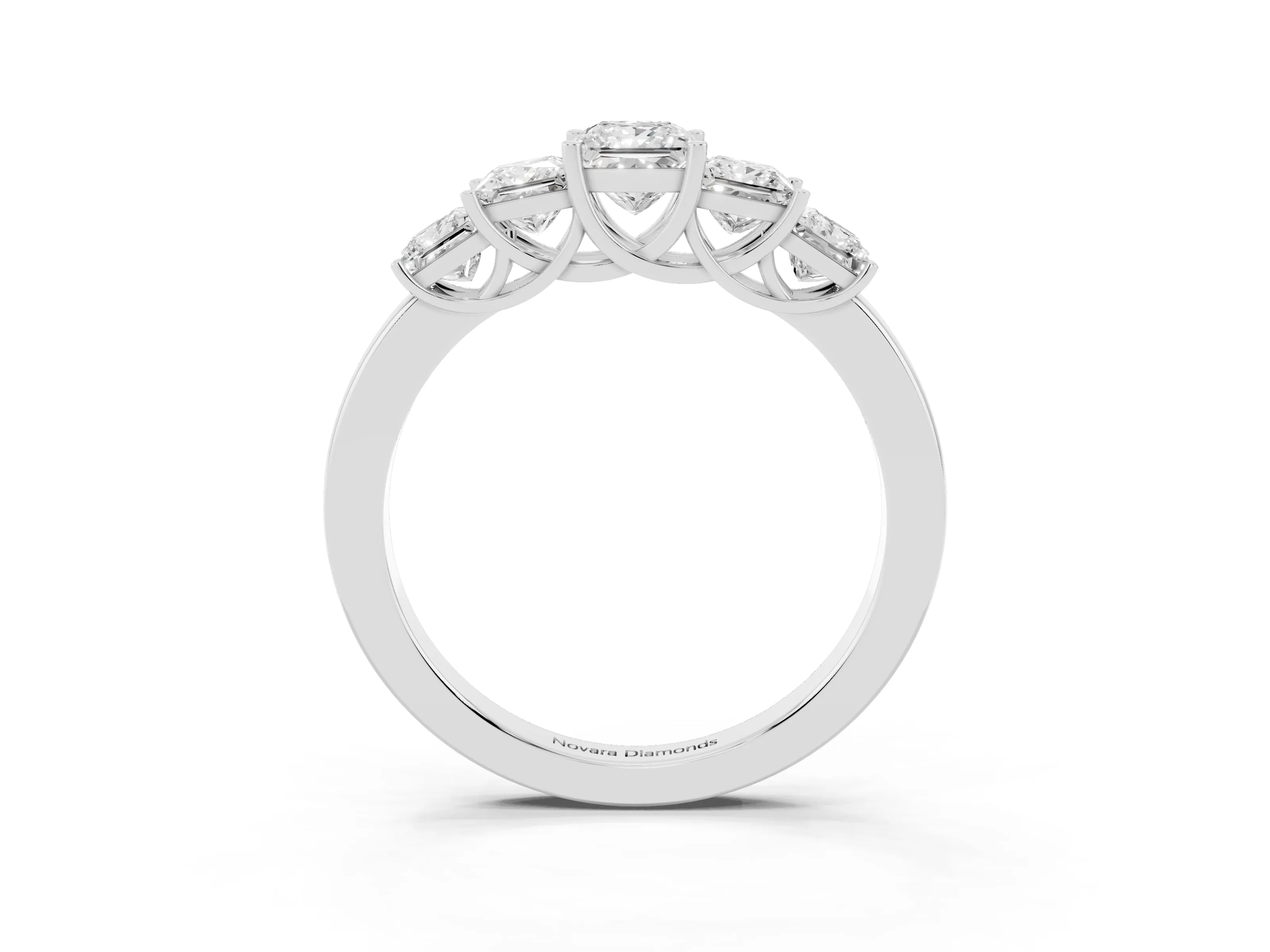 Princess Cut Diamond Five-Stone Ring Set in Silver with Individual Prong Settings