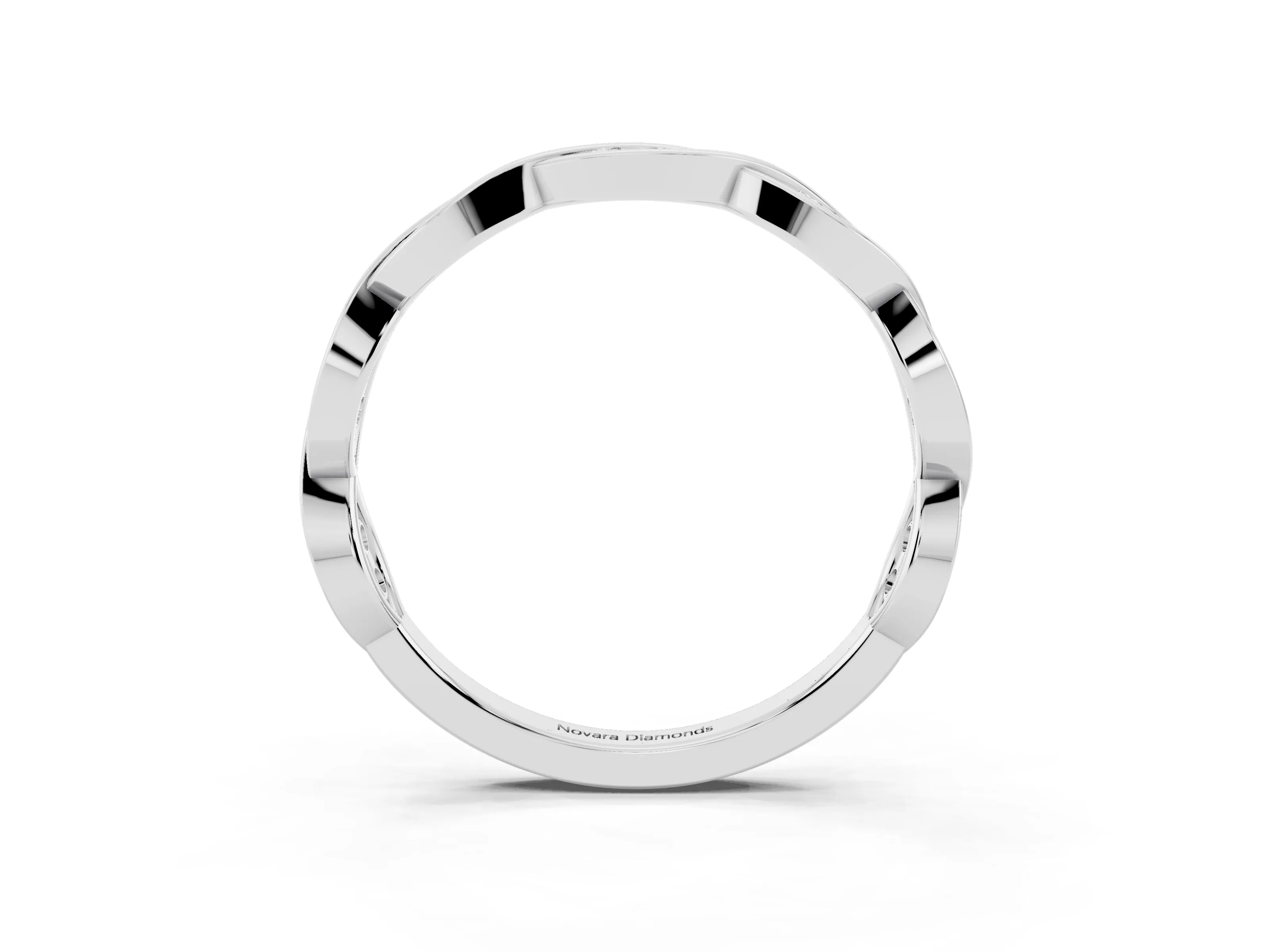 Round Diamond Twist Eternity Band Set in Silver with Bezel Setting
