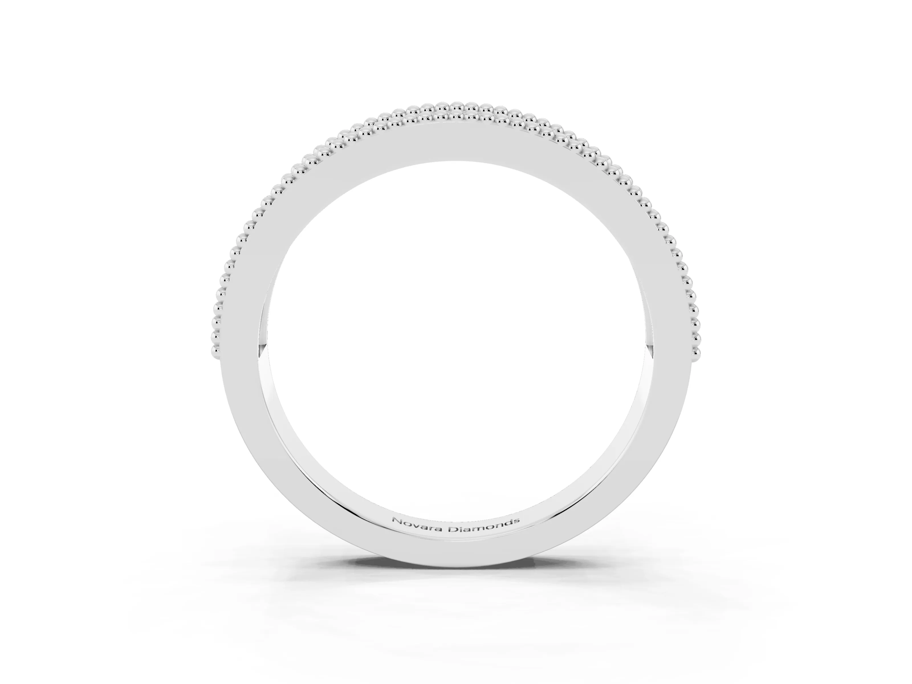 Round Diamond Marquise Shape Band Set in White gold with Milgrain Detail and Prong Setting