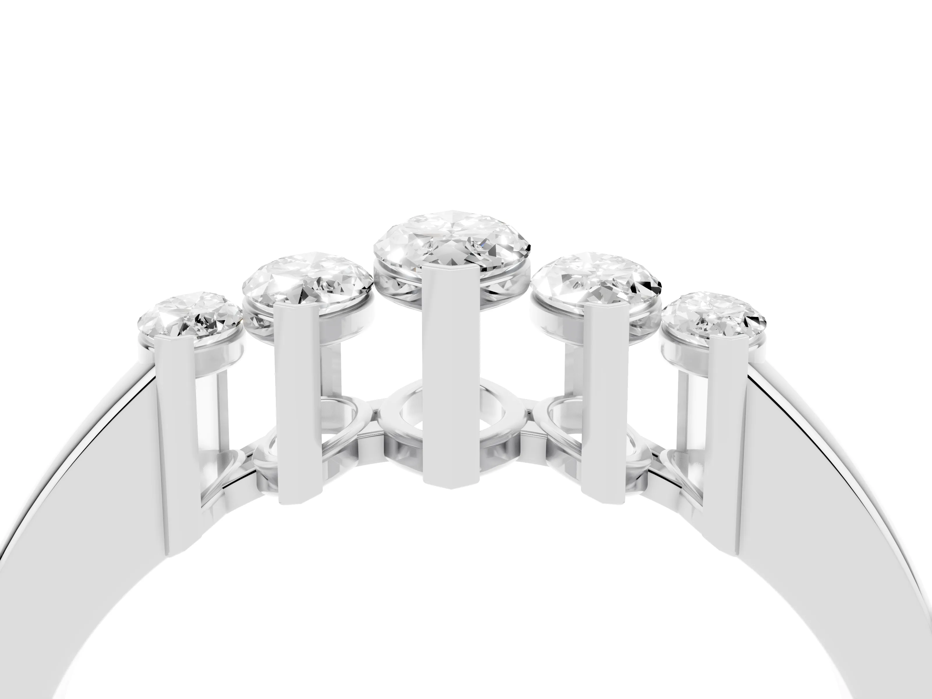 Marquise Diamond Five-Stone Band Set in Silver with Bar Setting