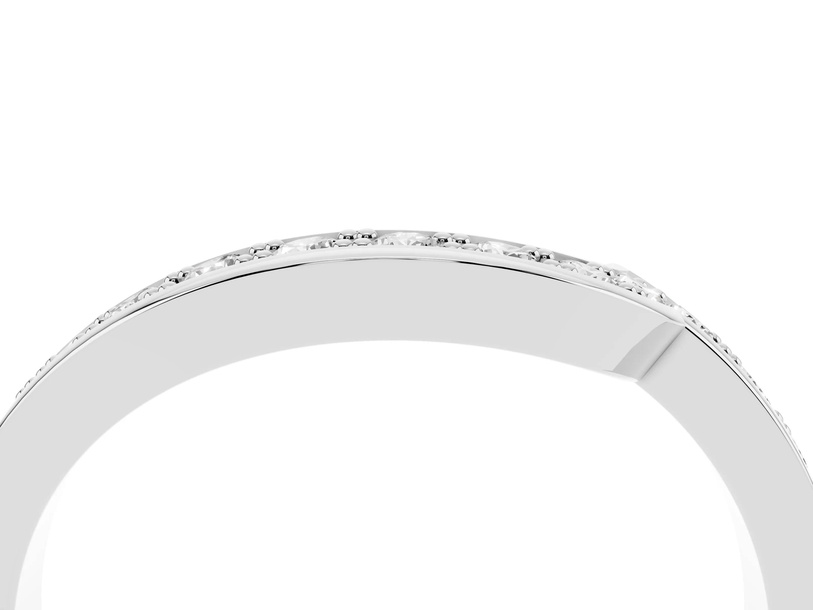 Round Diamond Curved Wedding Band Set in Platinum with Pavé Channel Setting