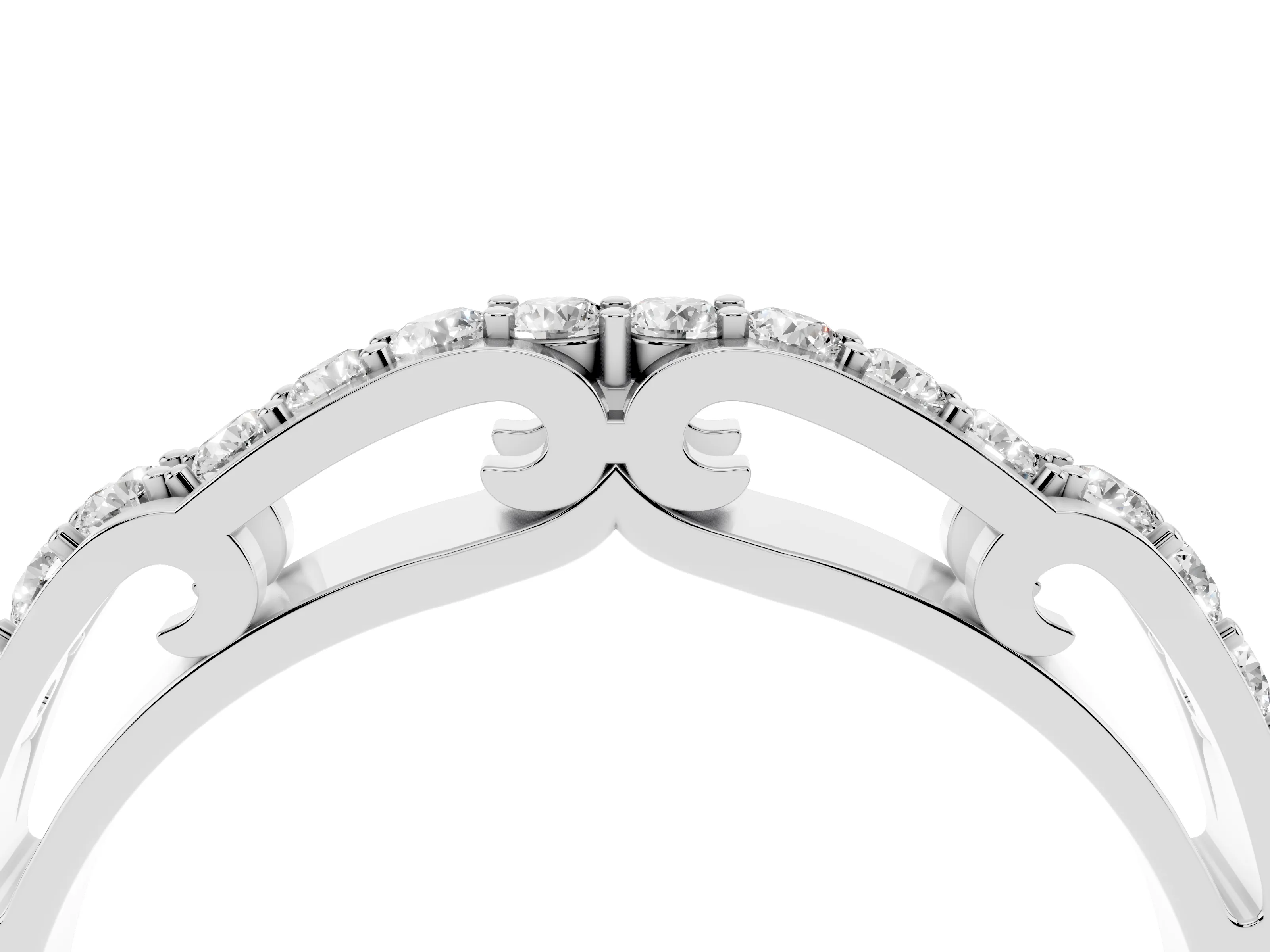 Round Diamond Channel Band Set in Platinum with Straight Stone Row