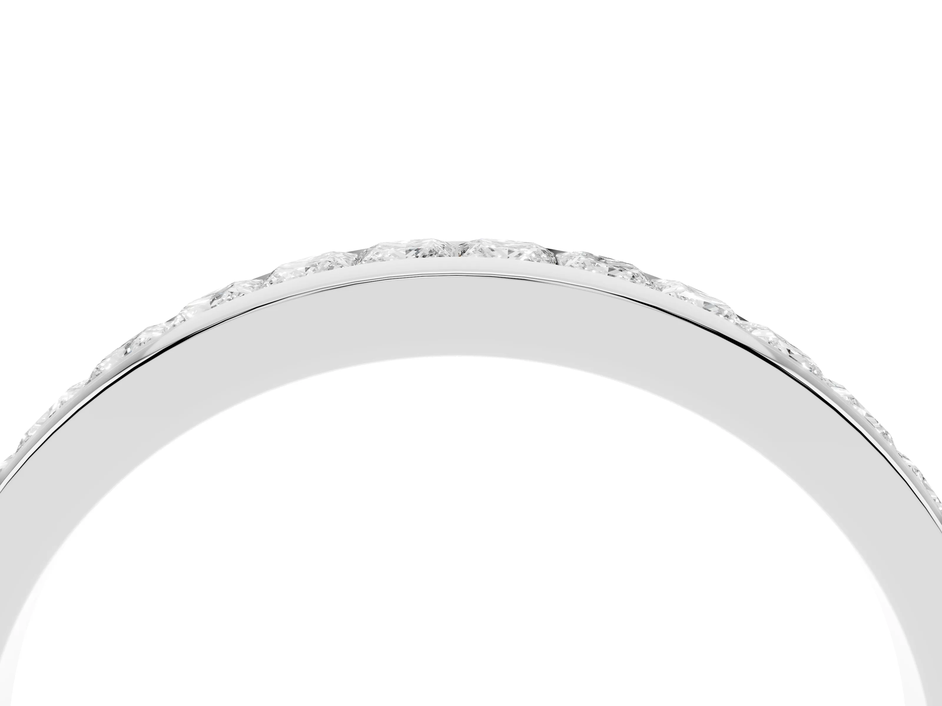 Princess Diamond Eternity Band Set in White gold with Channel Setting and Comfort Fit