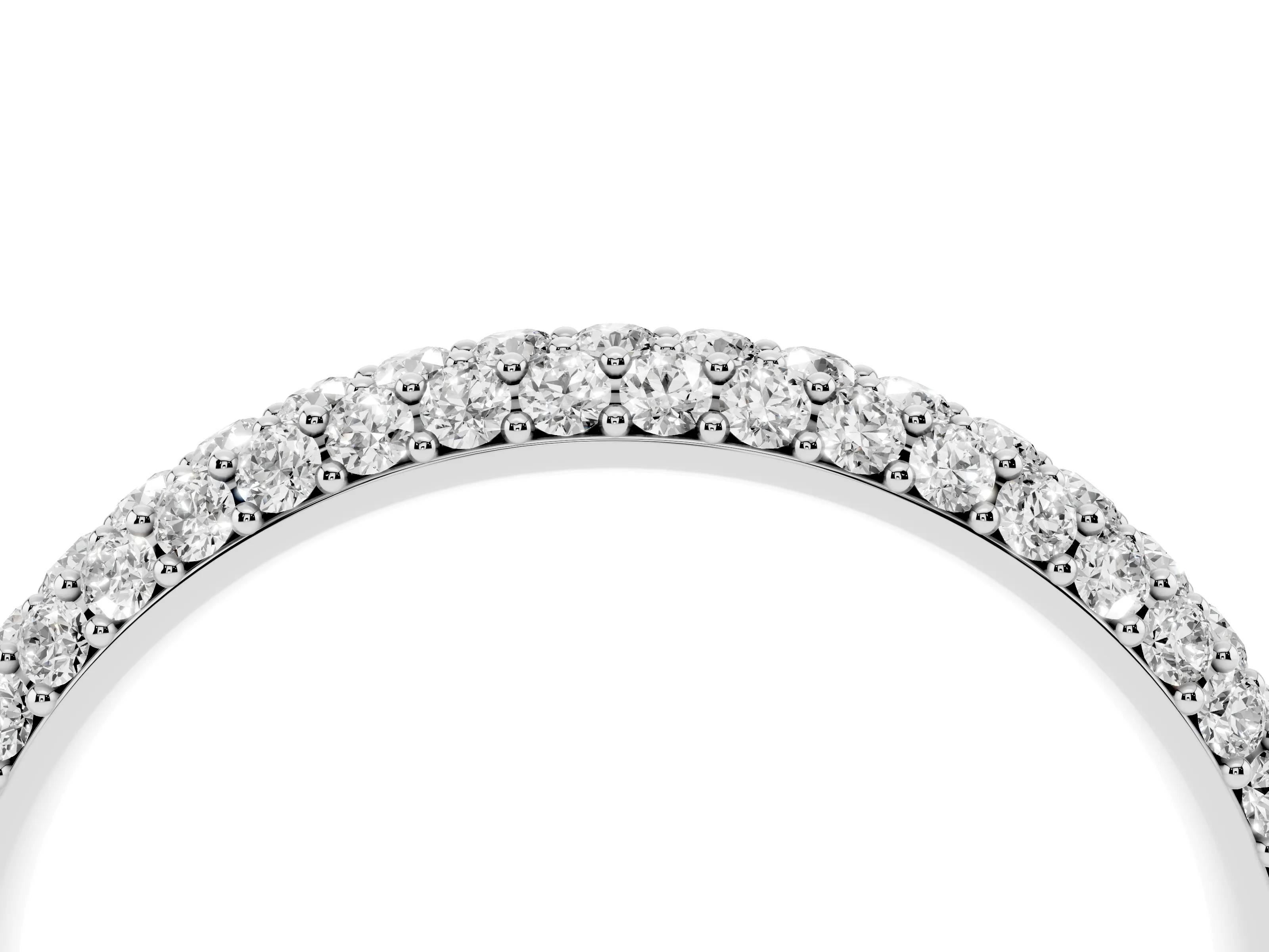 Round Diamond Pavé Eternity Band Set in White gold with Full Circle Row