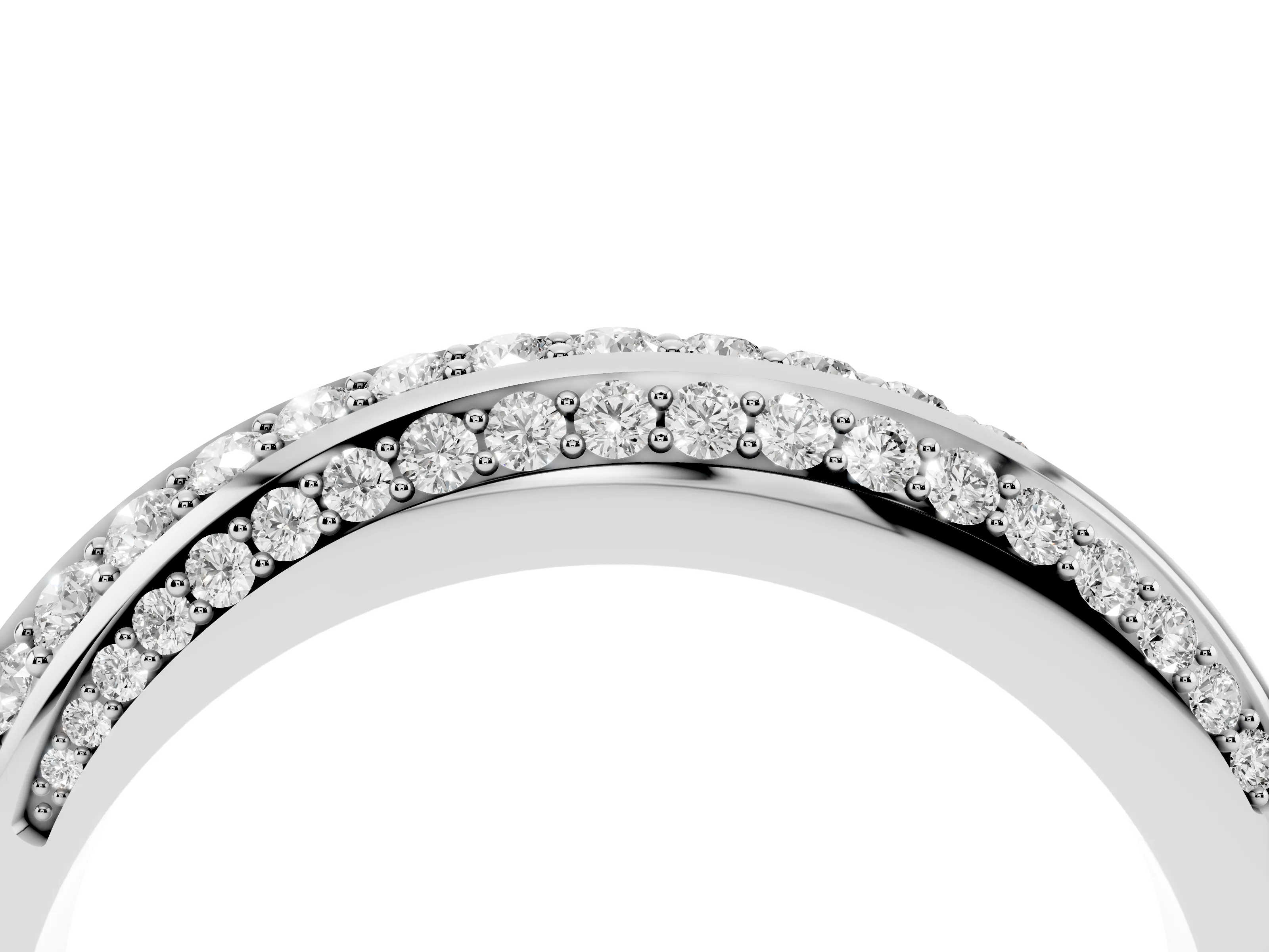 Round Diamond Double Row Pavé Band Set in White gold with Channel Setting