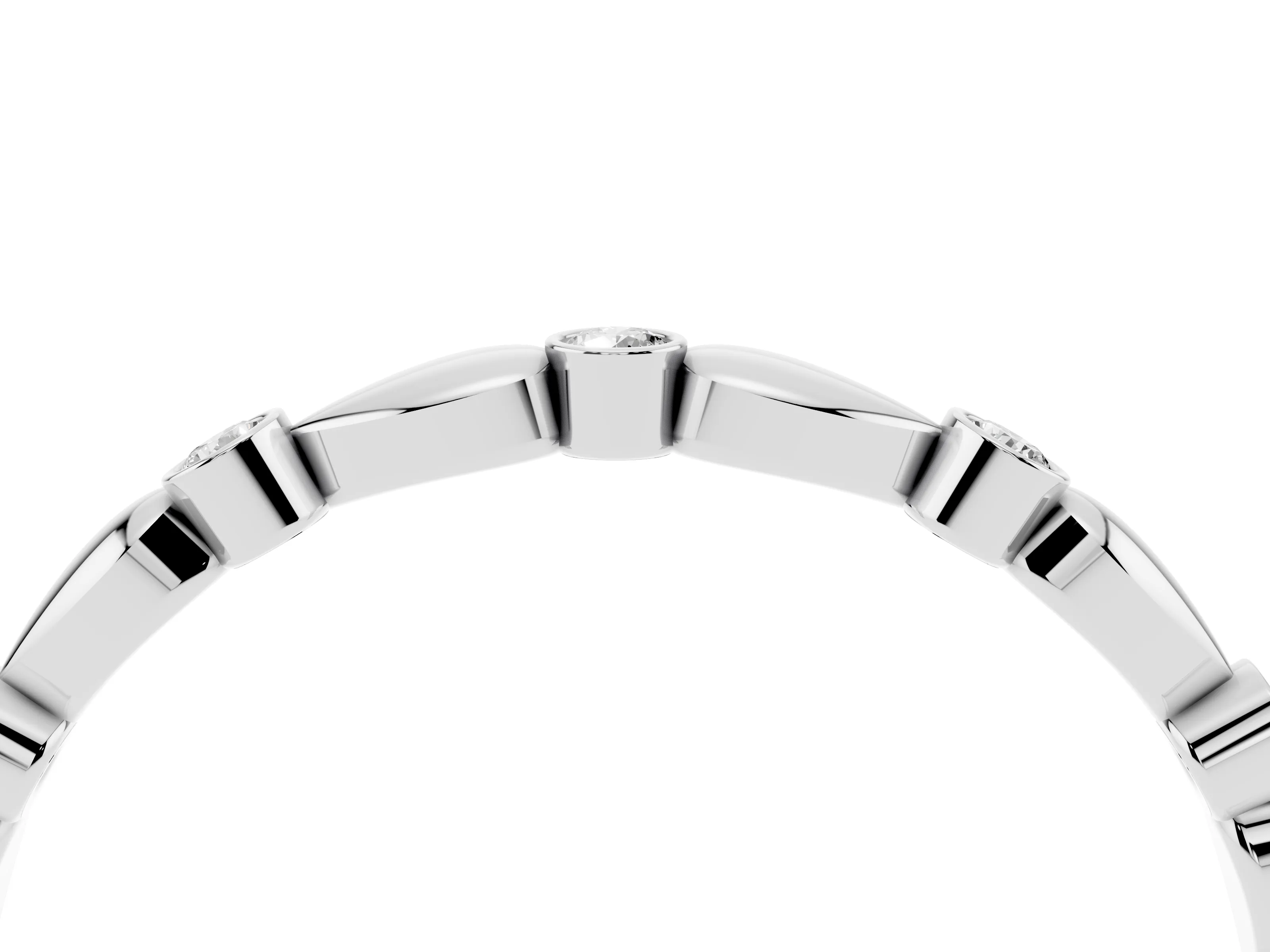 Round Diamond Eternity Band Set in Platinum with Bezel Setting and Marquise Metal Accents