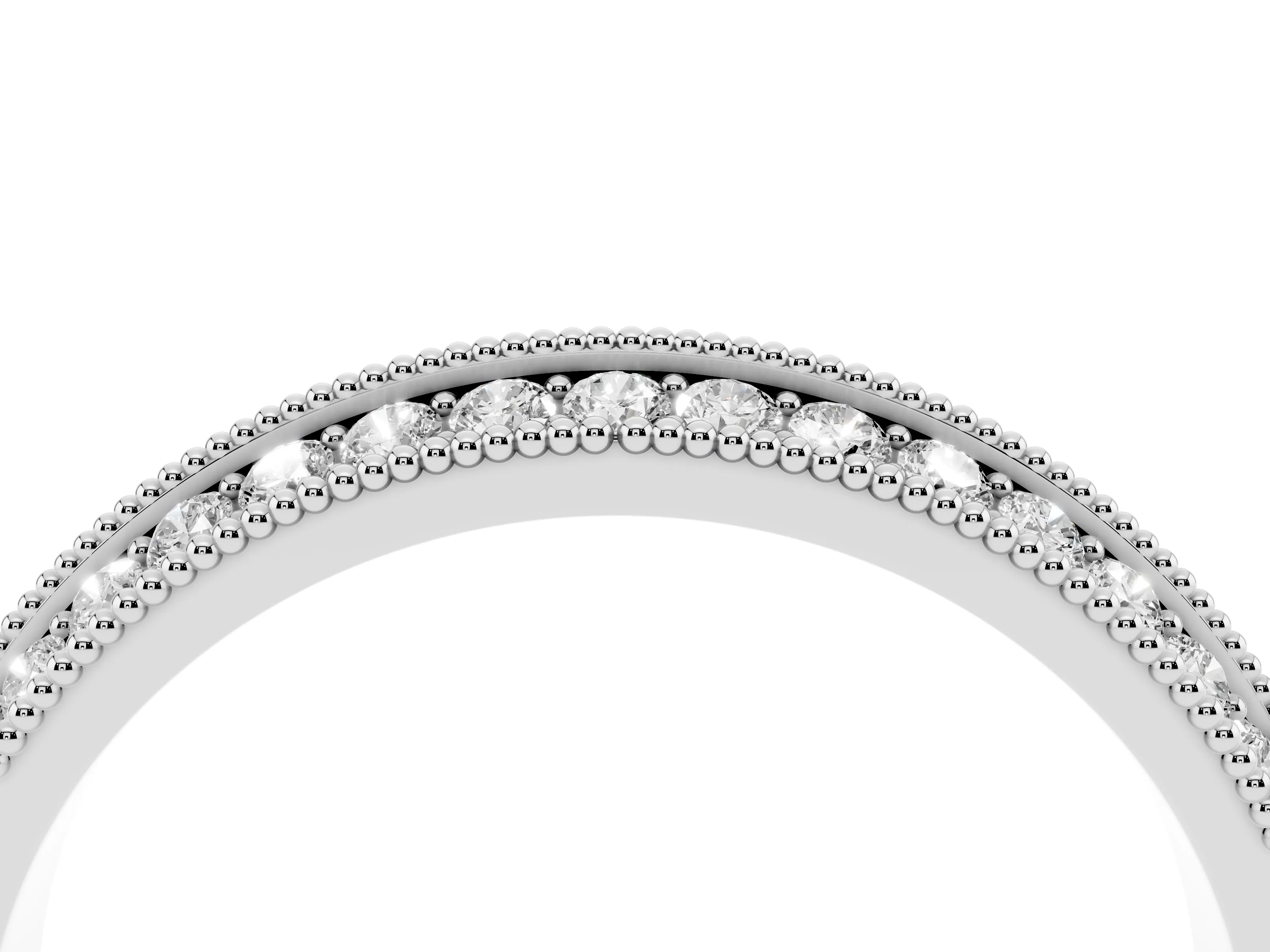 Round Diamond Milgrain Pavé Eternity Band Set in White gold