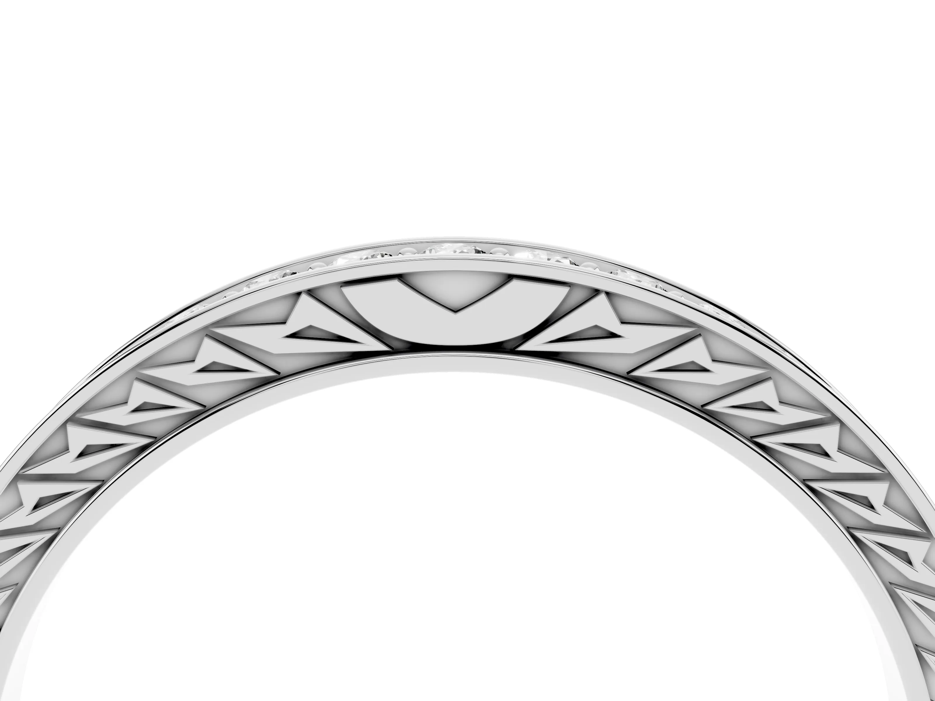 Round Cut Diamond Pavé Eternity Band Set in White gold with Channel Walls
